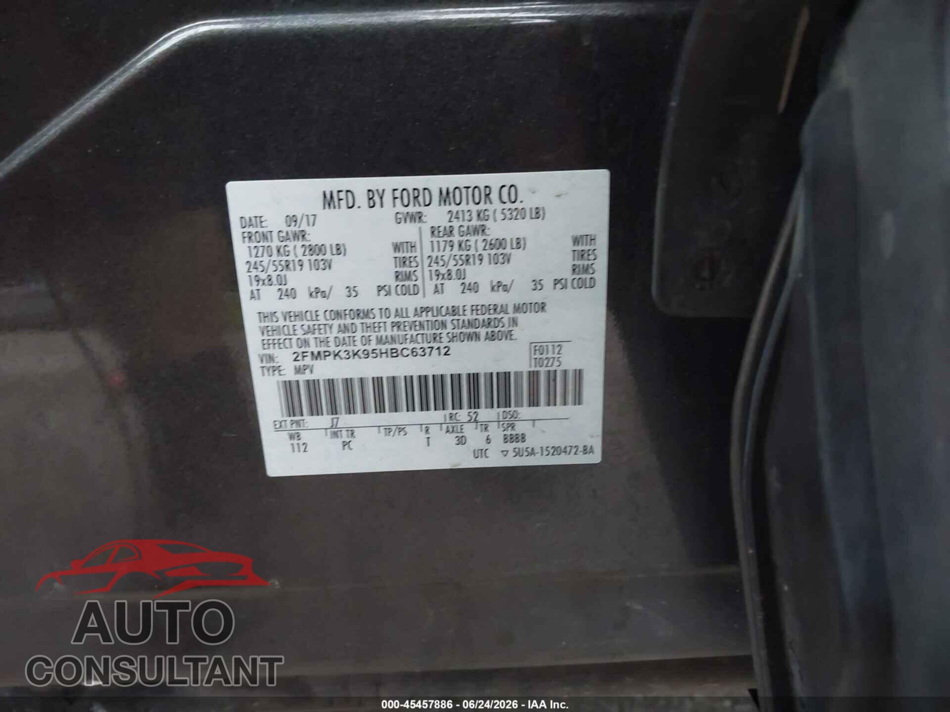 FORD EDGE 2017 - 2FMPK3K95HBC63712