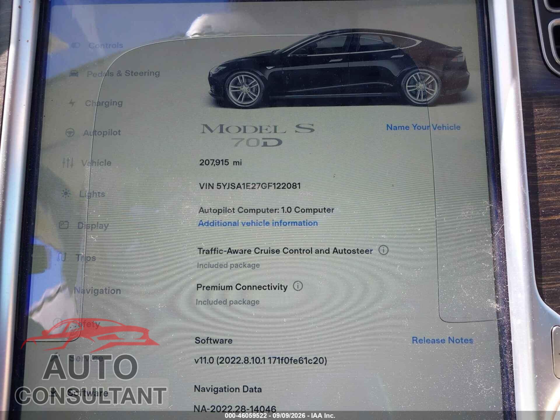 TESLA MODEL S 2016 - 5YJSA1E27GF122081
