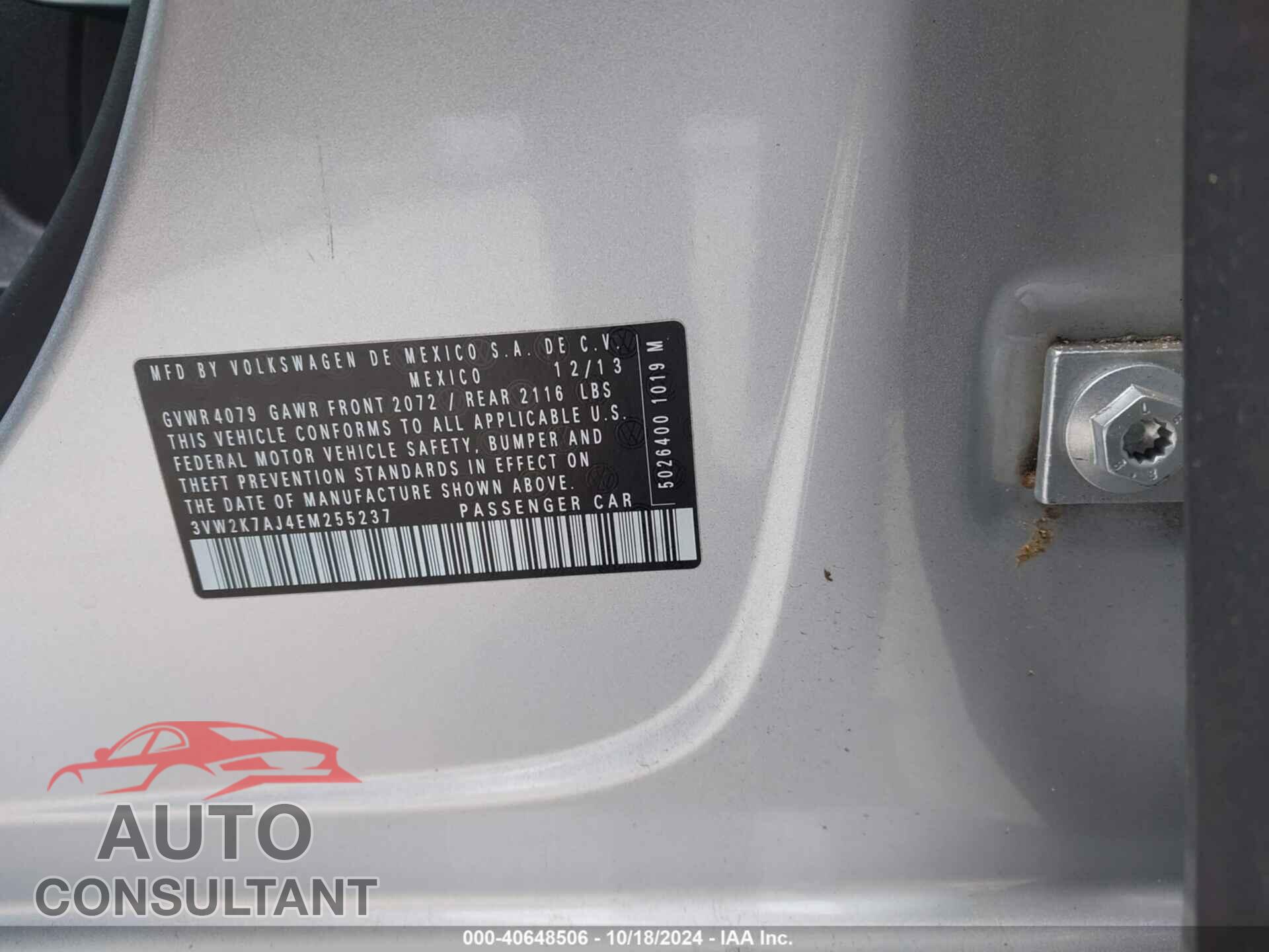 VOLKSWAGEN JETTA 2014 - 3VW2K7AJ4EM255237