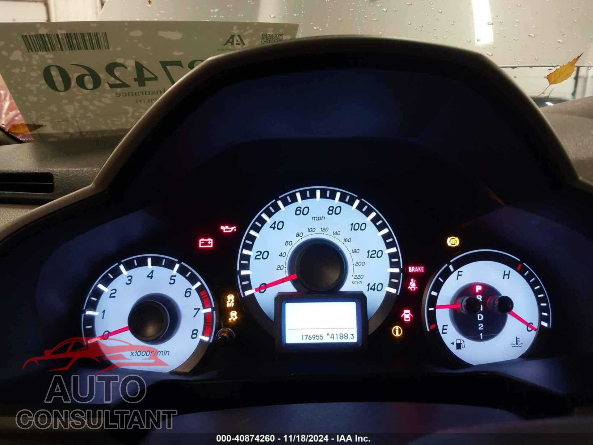 HONDA PILOT 2012 - 5FNYF4H99CB028588