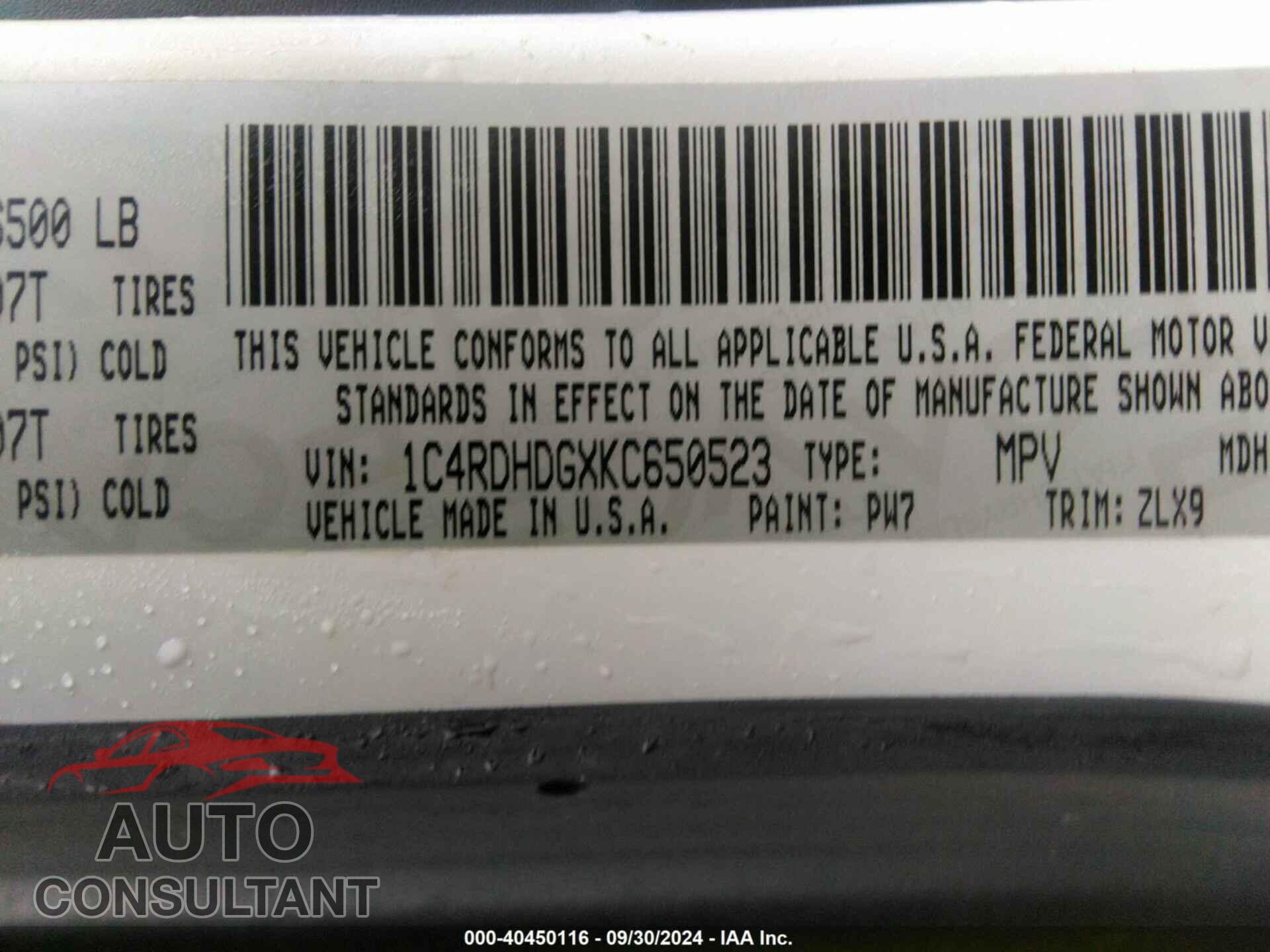 DODGE DURANGO 2019 - 1C4RDHDGXKC650523