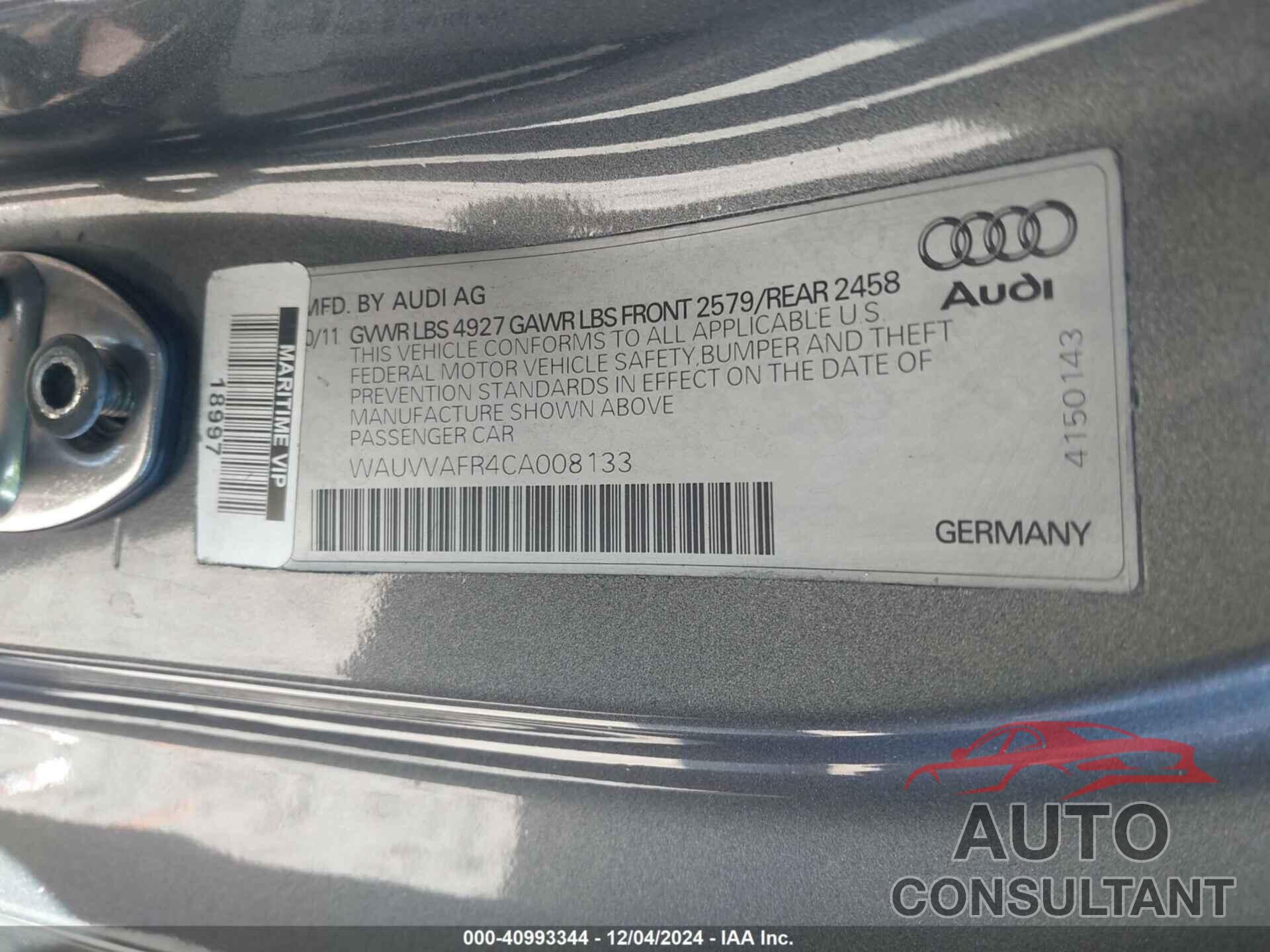 AUDI S5 2012 - WAUVVAFR4CA008133
