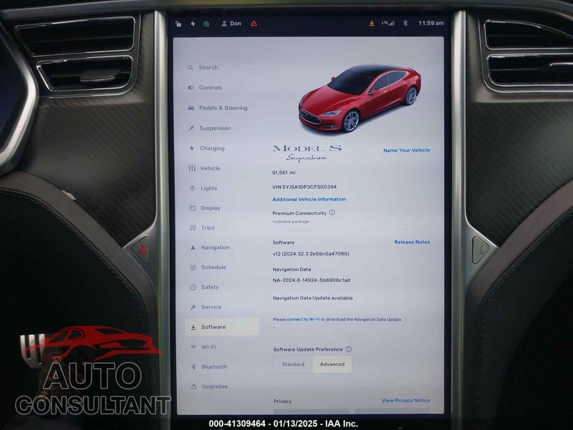 TESLA MODEL S 2012 - 5YJSA1DP3CFS00394