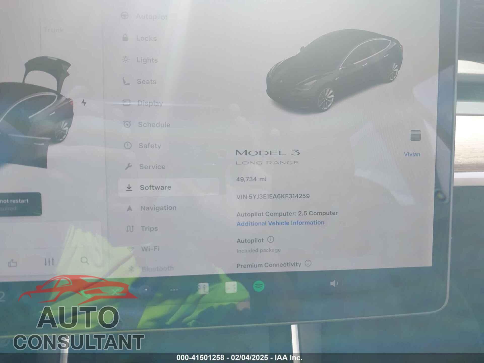 TESLA MODEL 3 2019 - 5YJ3E1EA6KF314259