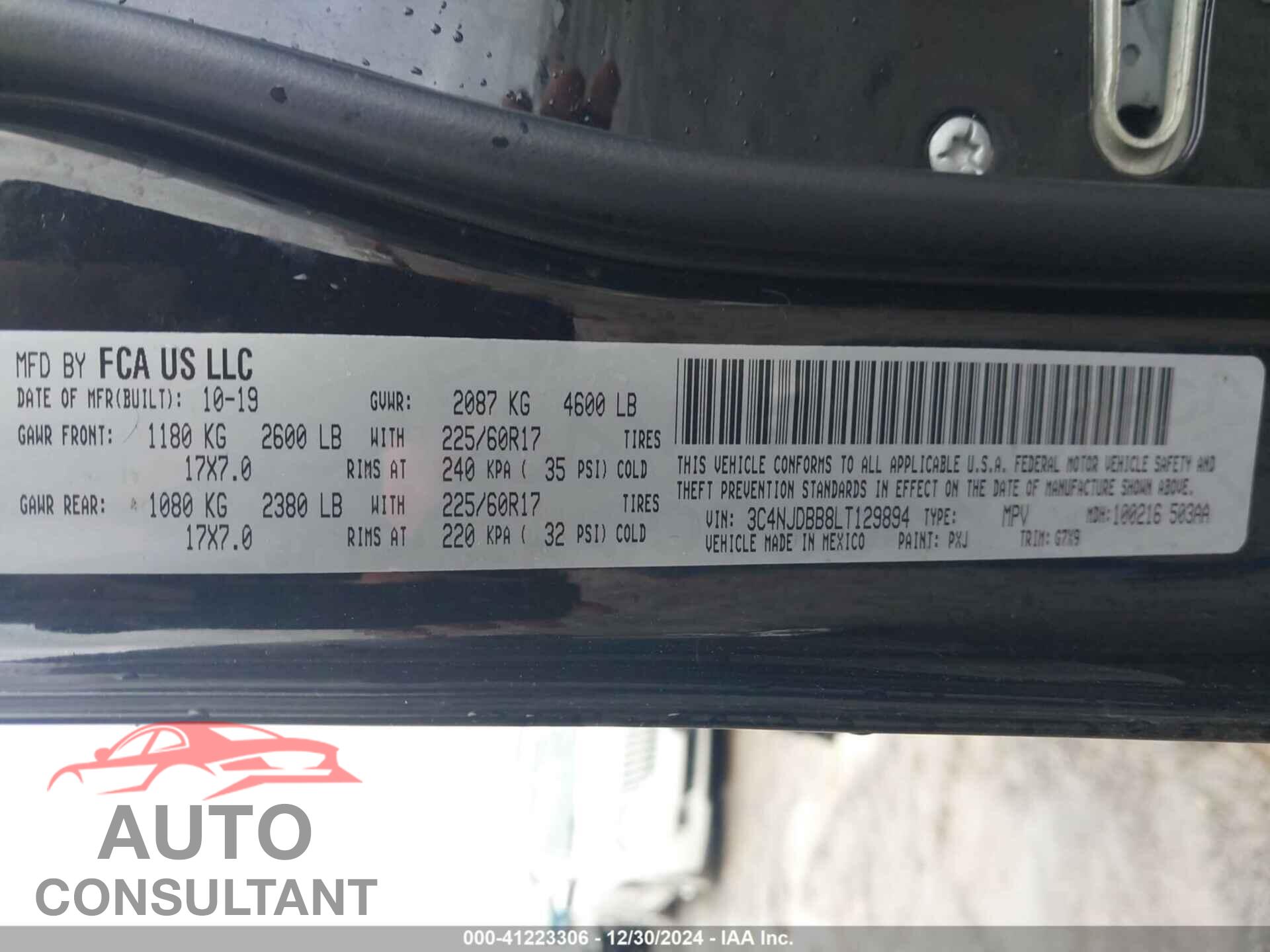 JEEP COMPASS 2020 - 3C4NJDBB8LT129894