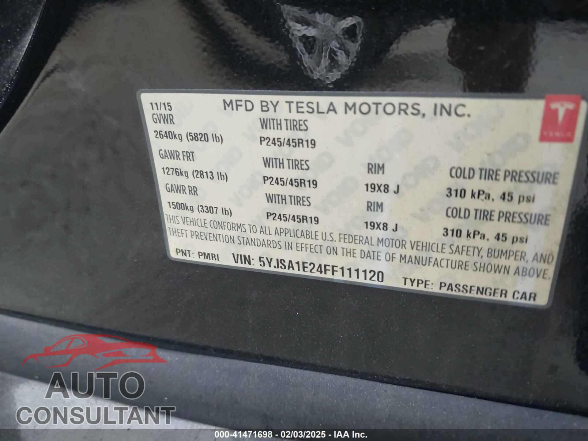 TESLA MODEL S 2015 - 5YJSA1E24FF111120