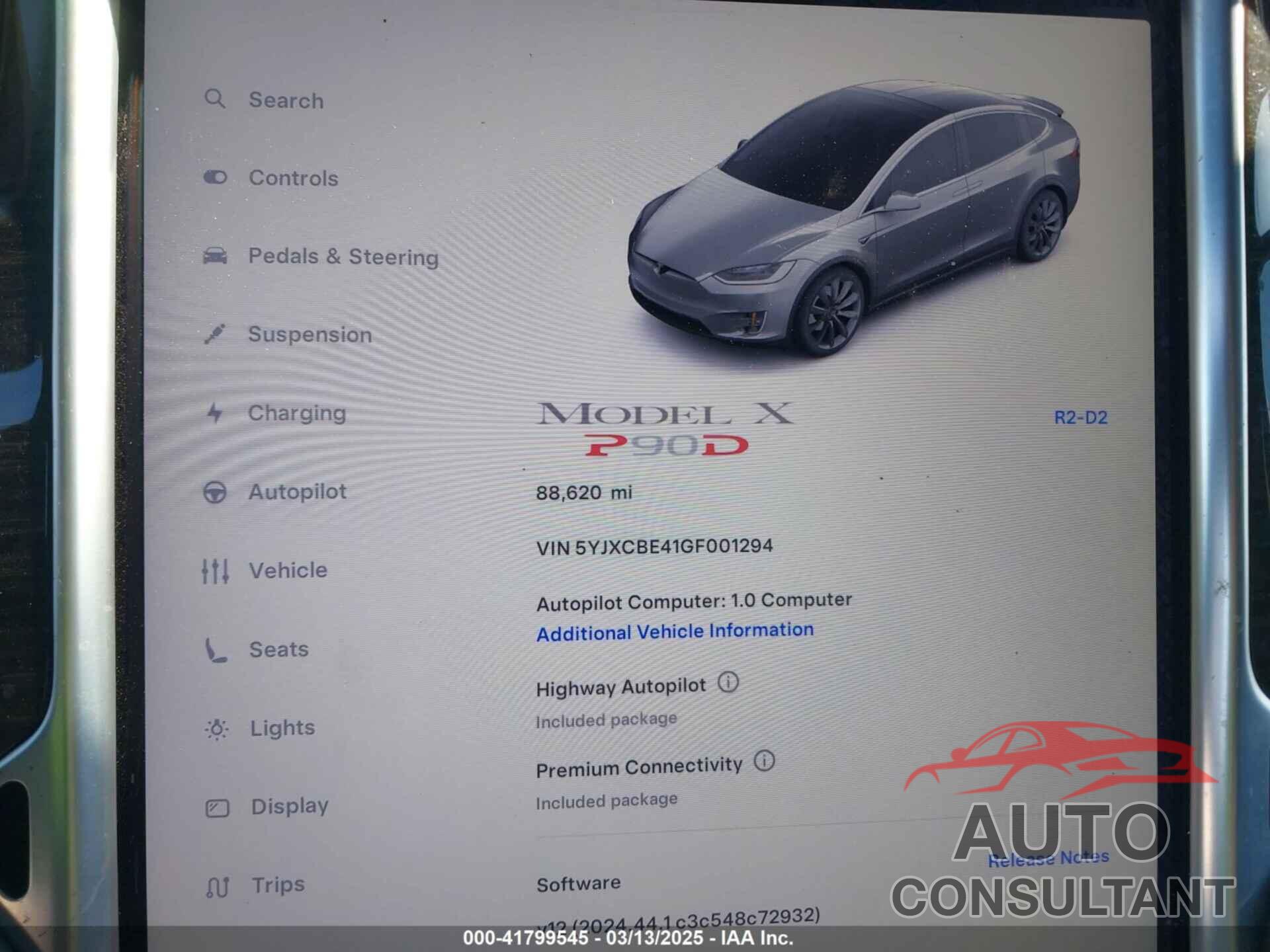 TESLA MODEL X 2016 - 5YJXCBE41GF001294