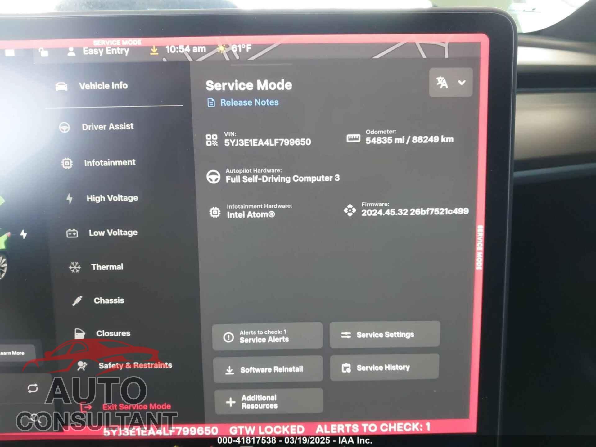 TESLA MODEL 3 2020 - 5YJ3E1EA4LF799650