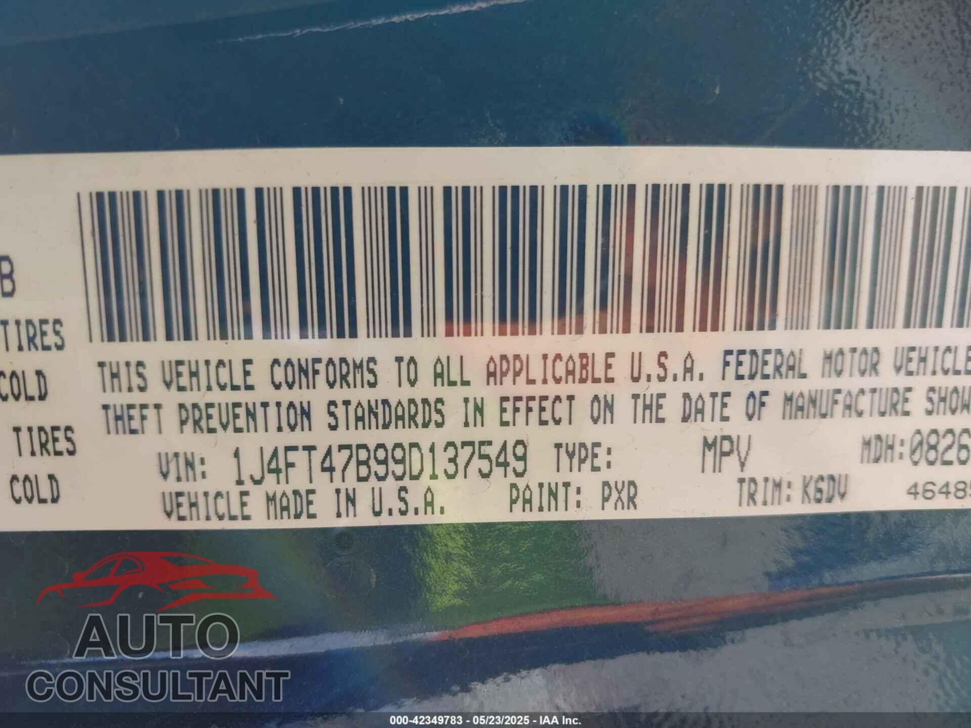 JEEP COMPASS 2009 - 1J4FT47B99D137549