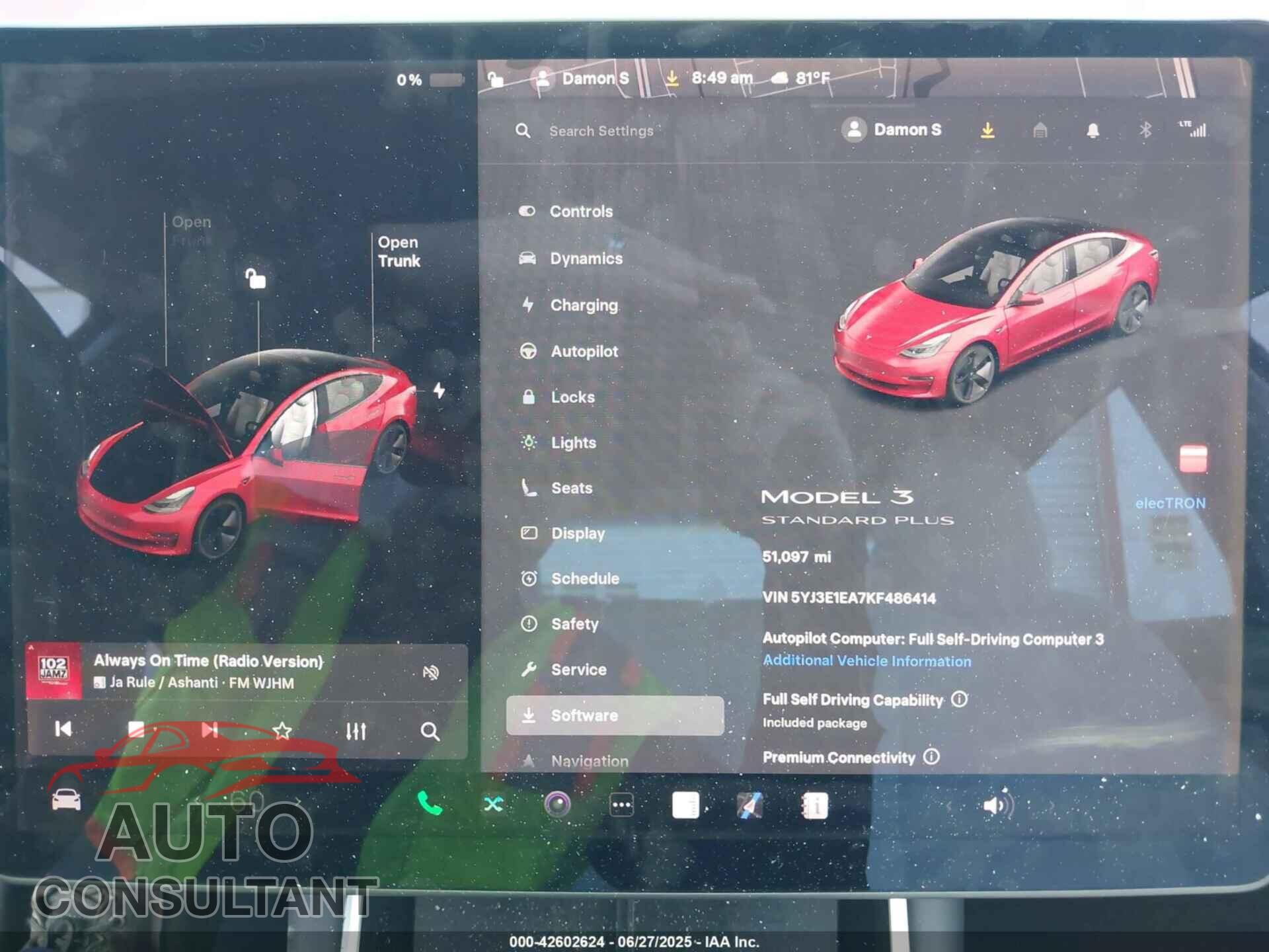TESLA MODEL 3 2019 - 5YJ3E1EA7KF486414