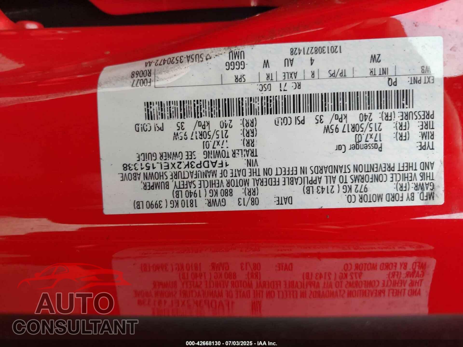FORD FOCUS 2014 - 1FADP3K2XEL151338