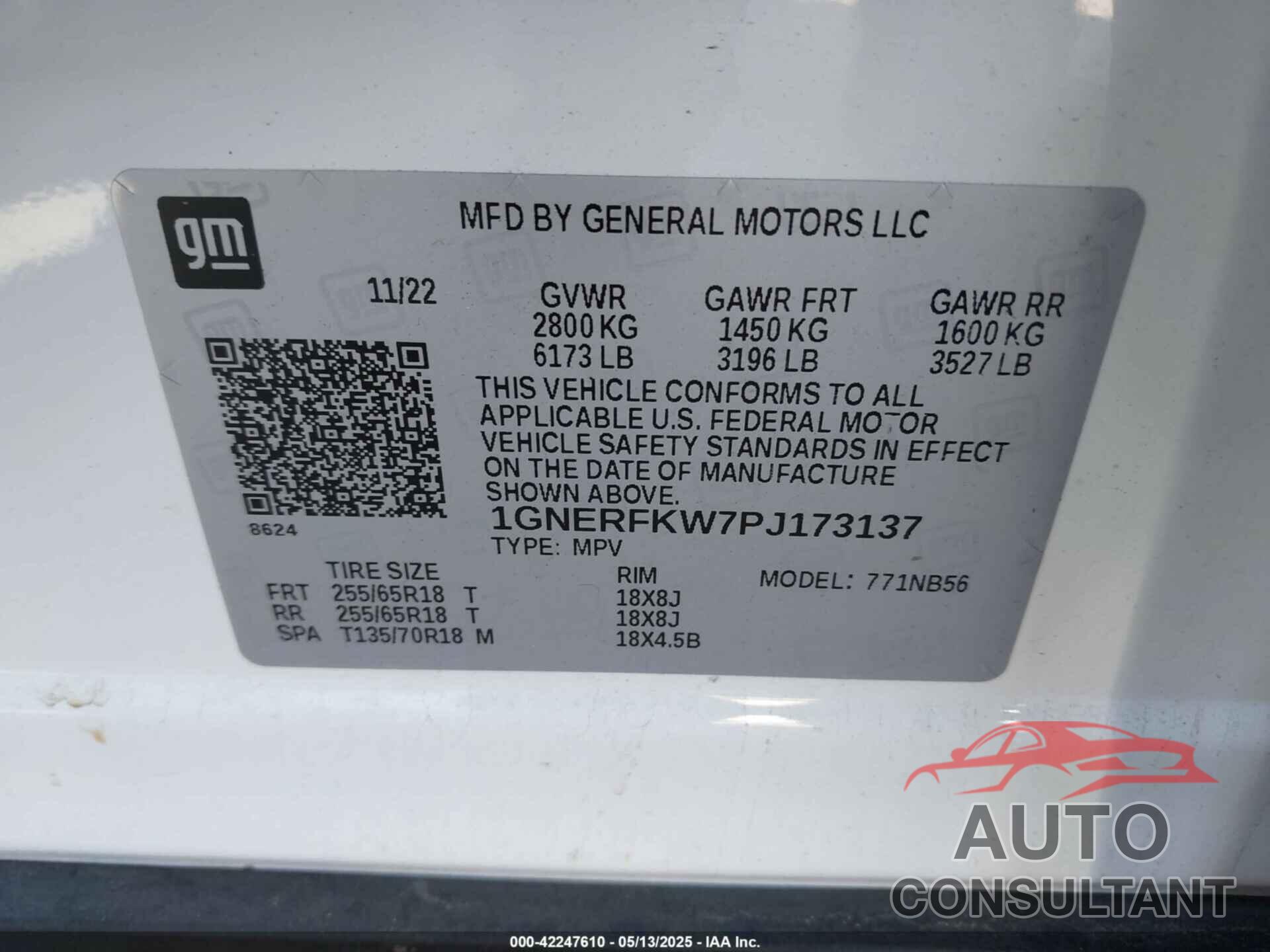 CHEVROLET TRAVERSE 2023 - 1GNERFKW7PJ173137