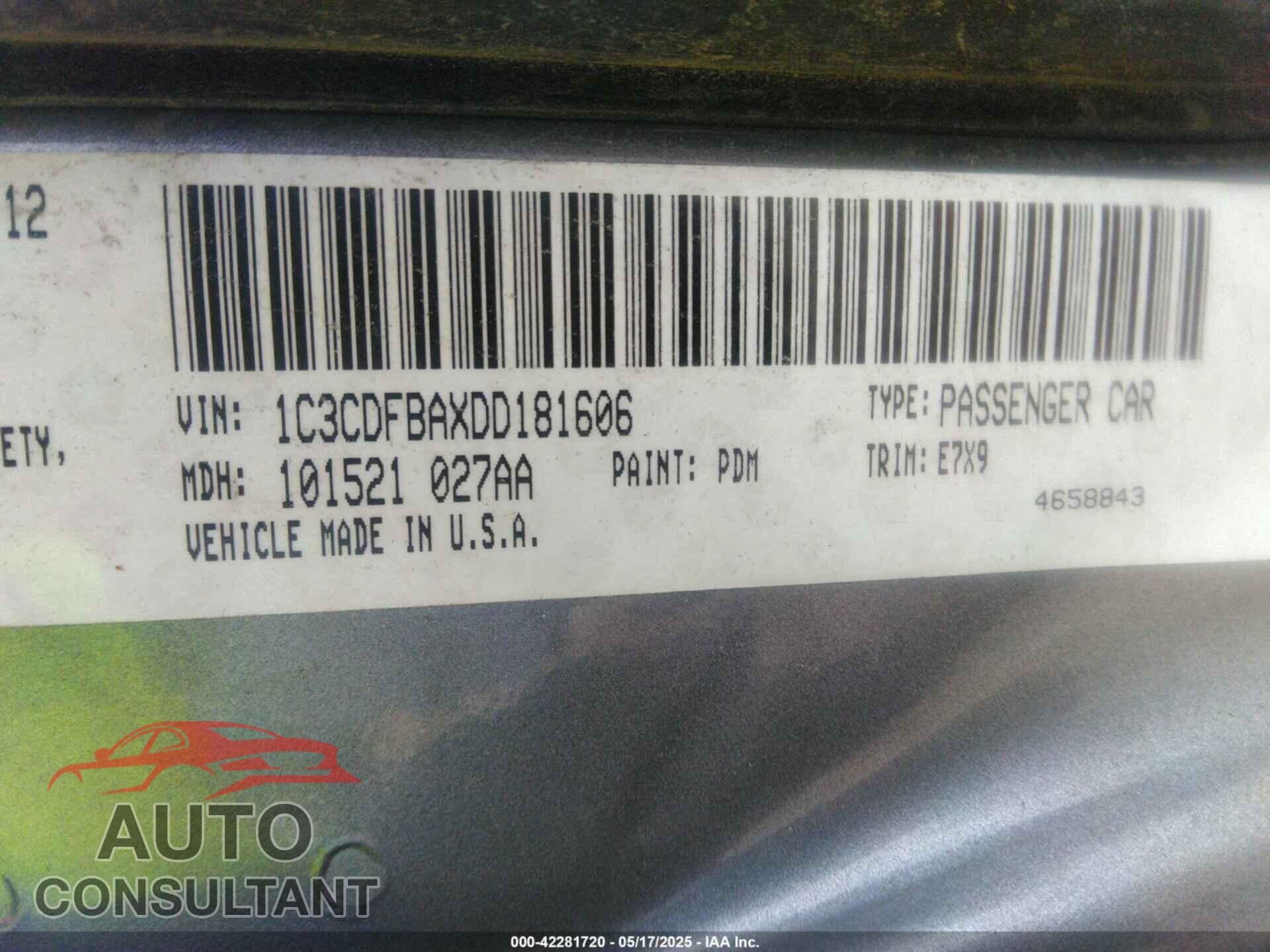 DODGE DART 2013 - 1C3CDFBAXDD181606