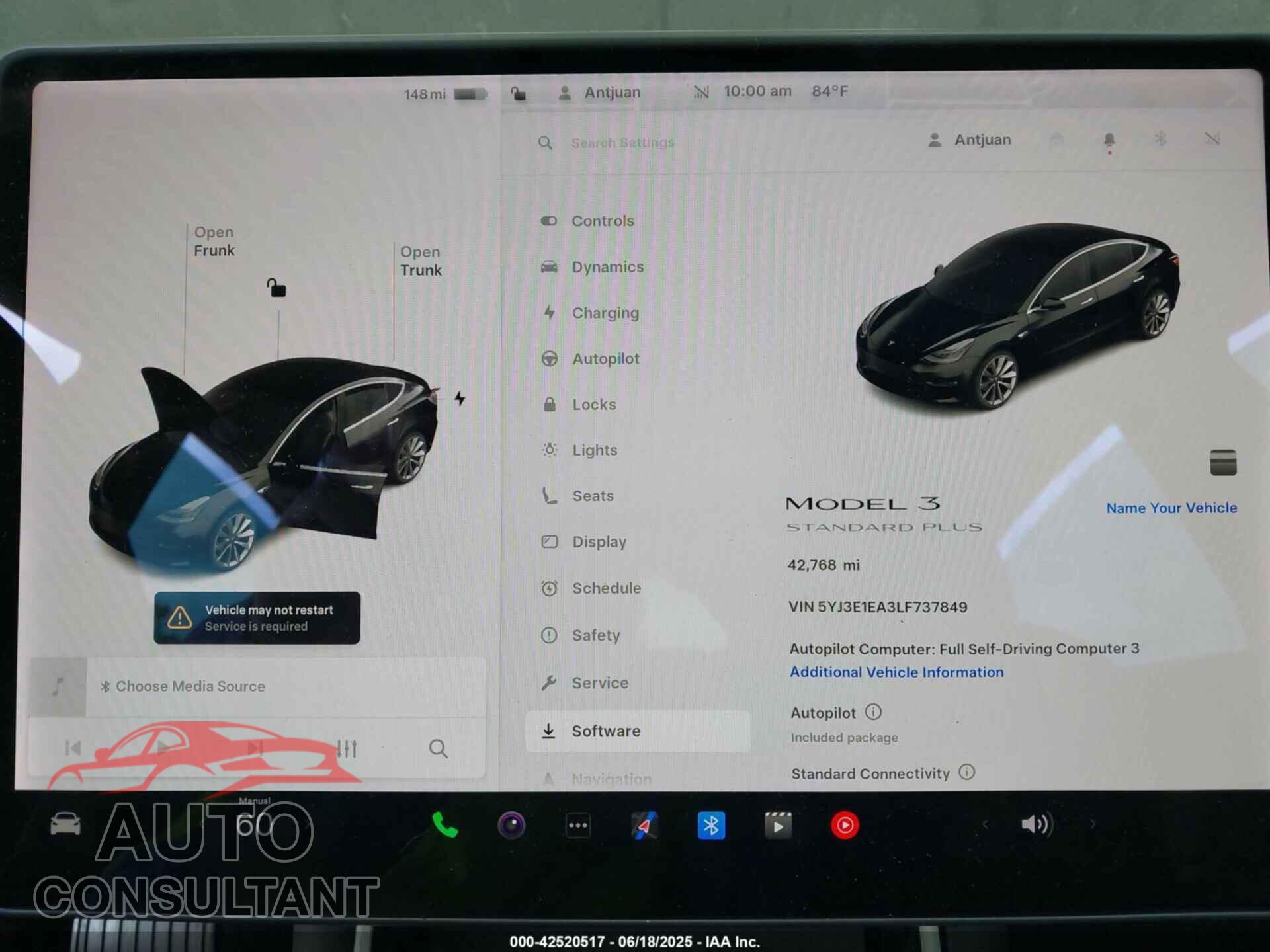 TESLA MODEL 3 2020 - 5YJ3E1EA3LF737849