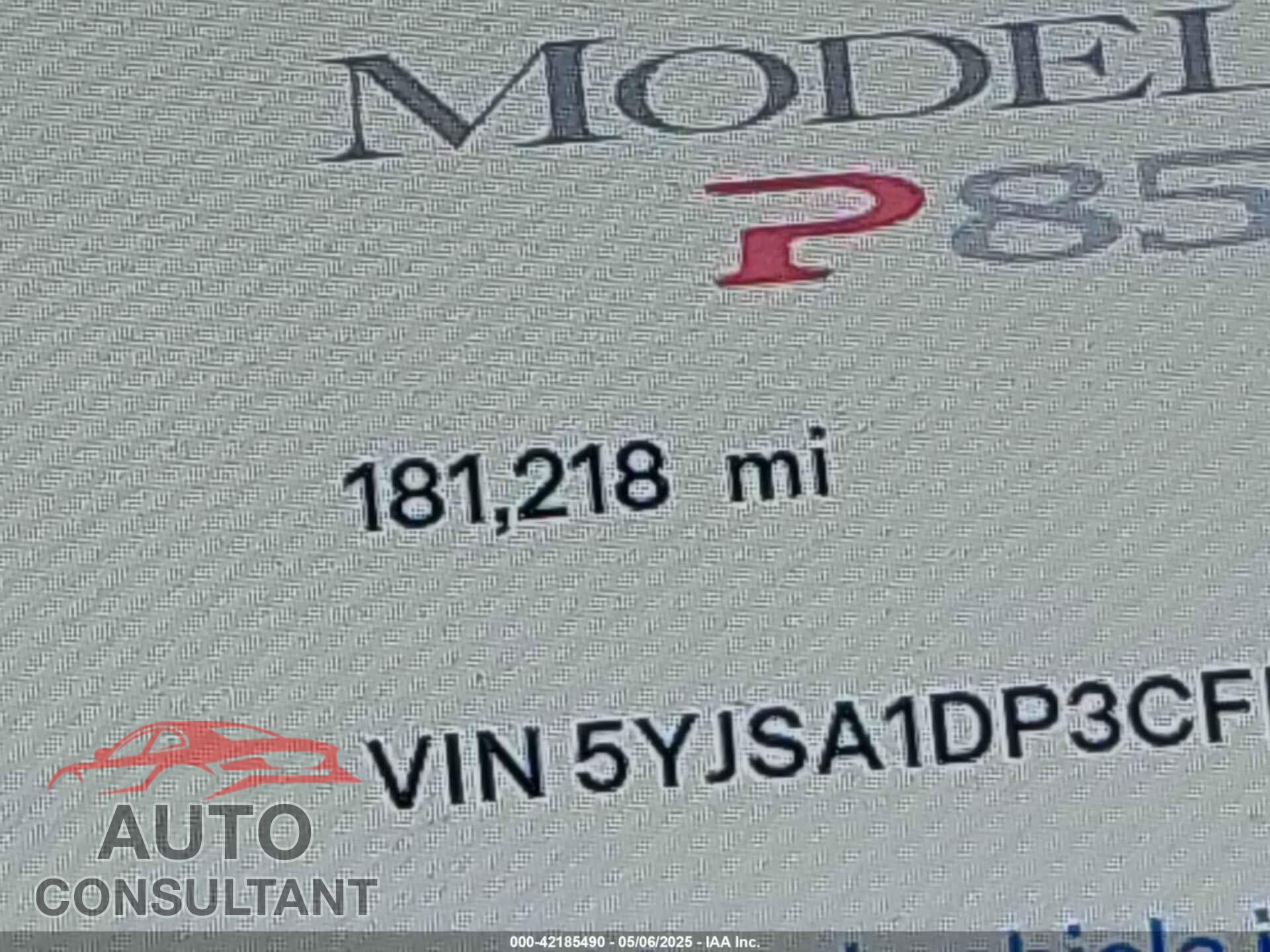 TESLA MODEL S 2012 - 5YJSA1DP3CFP01348