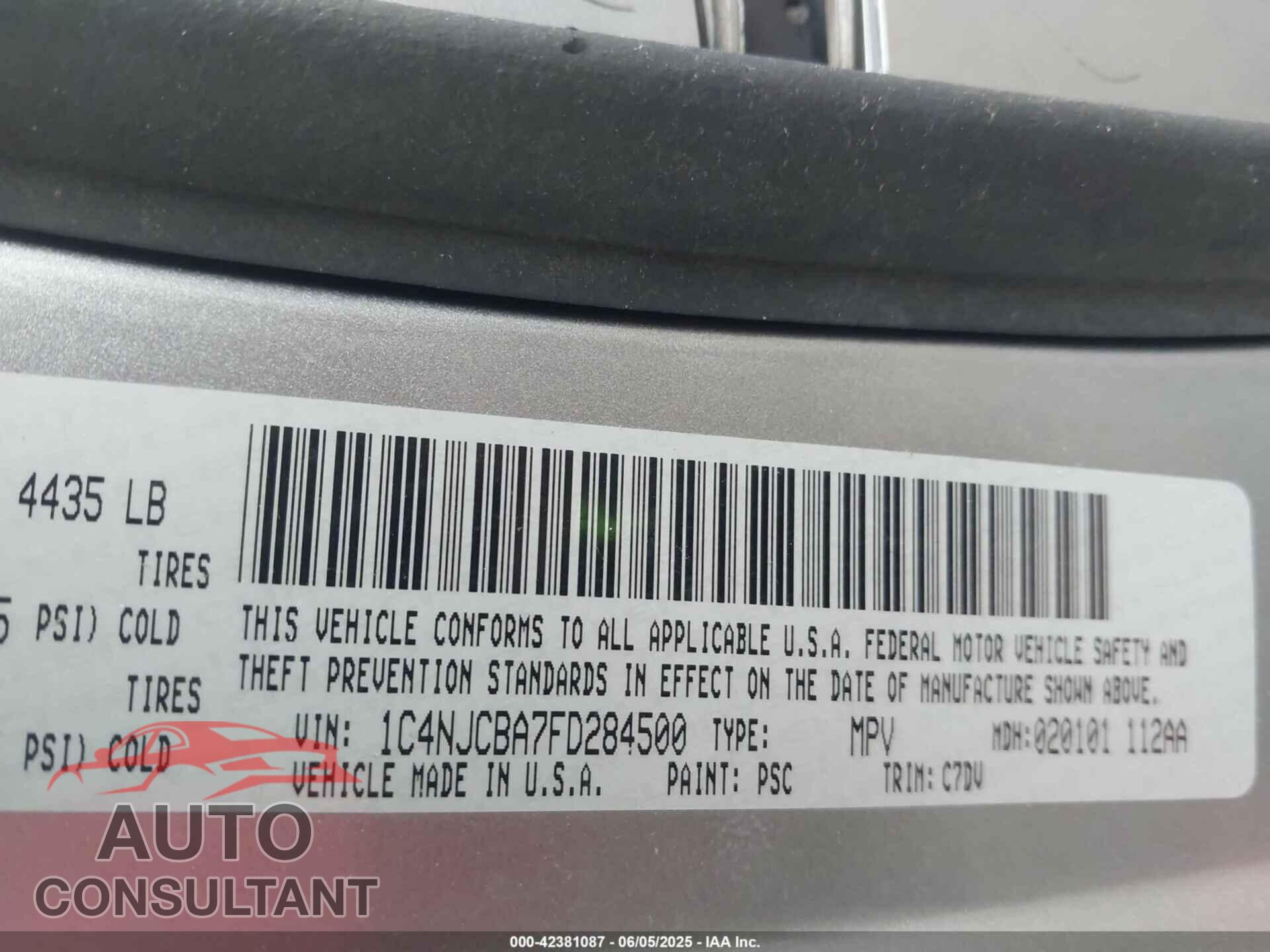 JEEP COMPASS 2015 - 1C4NJCBA7FD284500