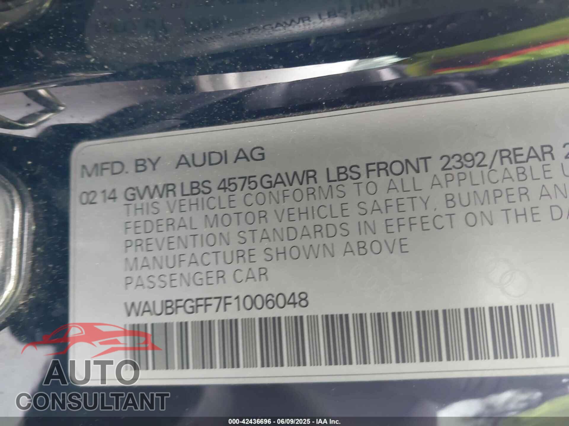 AUDI A3 2015 - WAUBFGFF7F1006048
