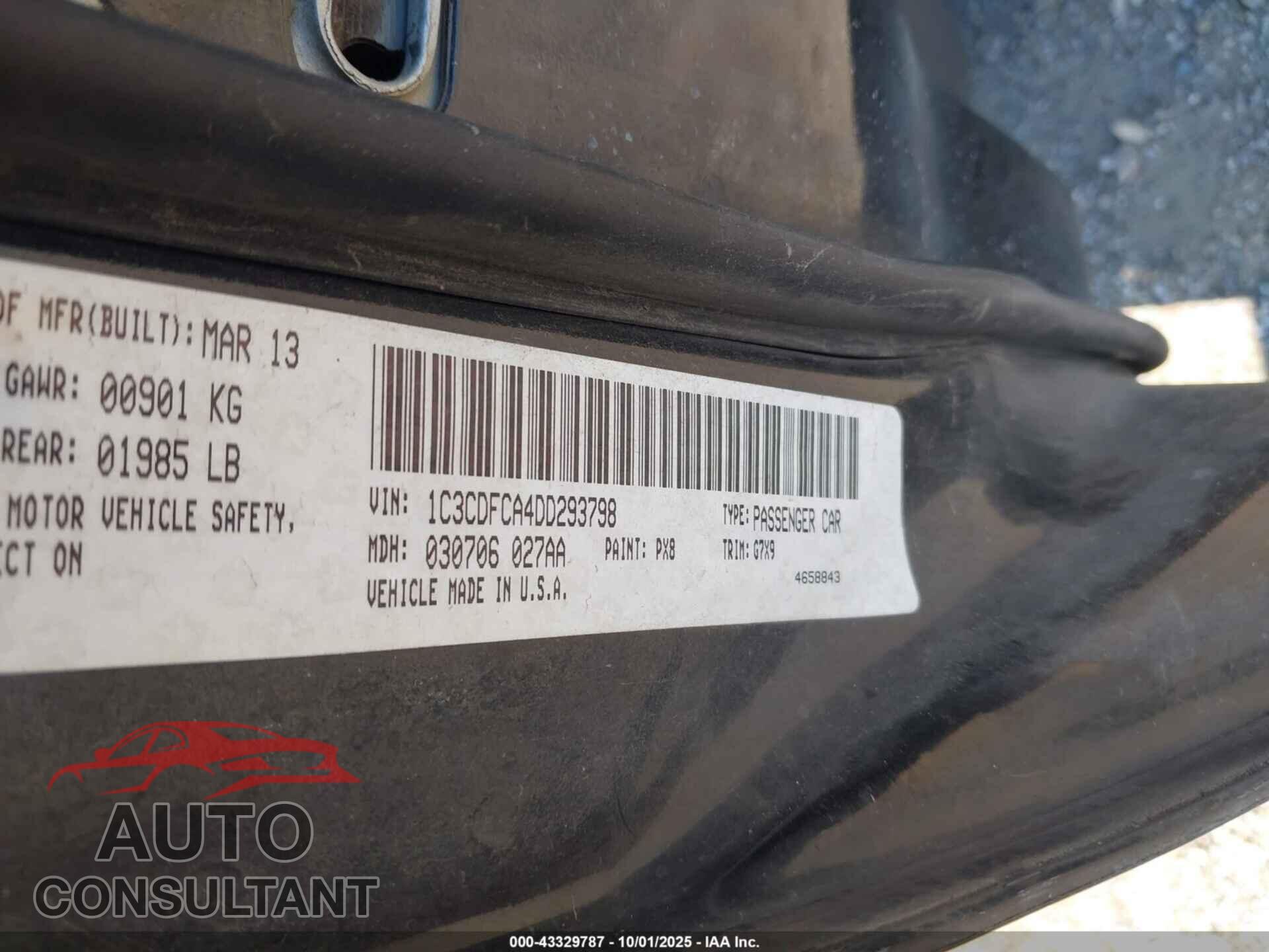 DODGE DART 2013 - 1C3CDFCA4DD293798