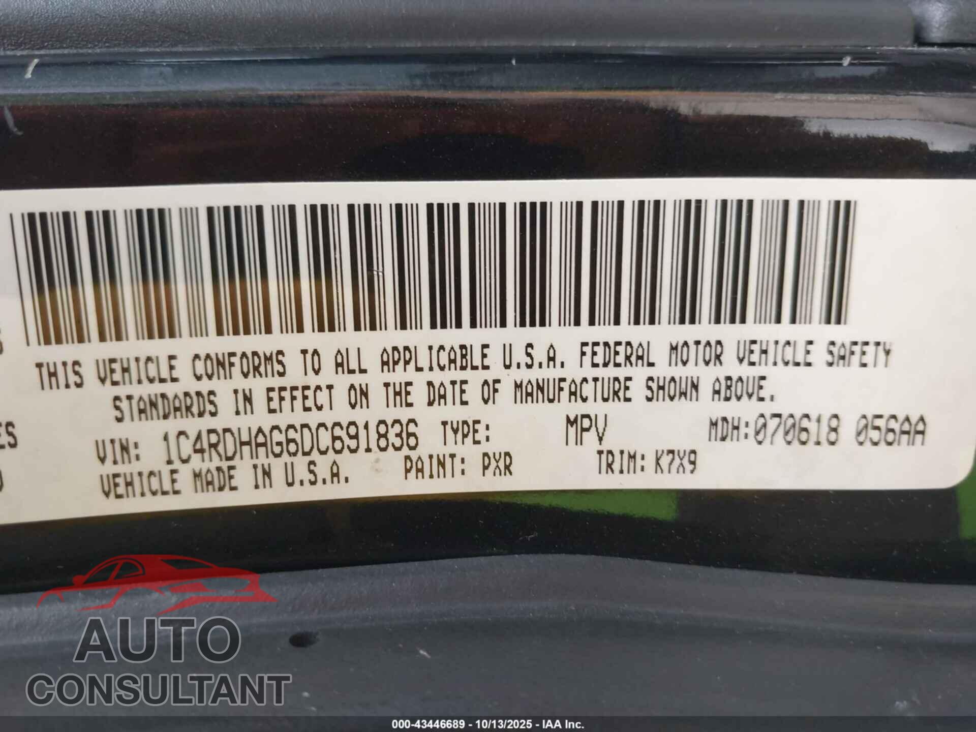 DODGE DURANGO 2013 - 1C4RDHAG6DC691836
