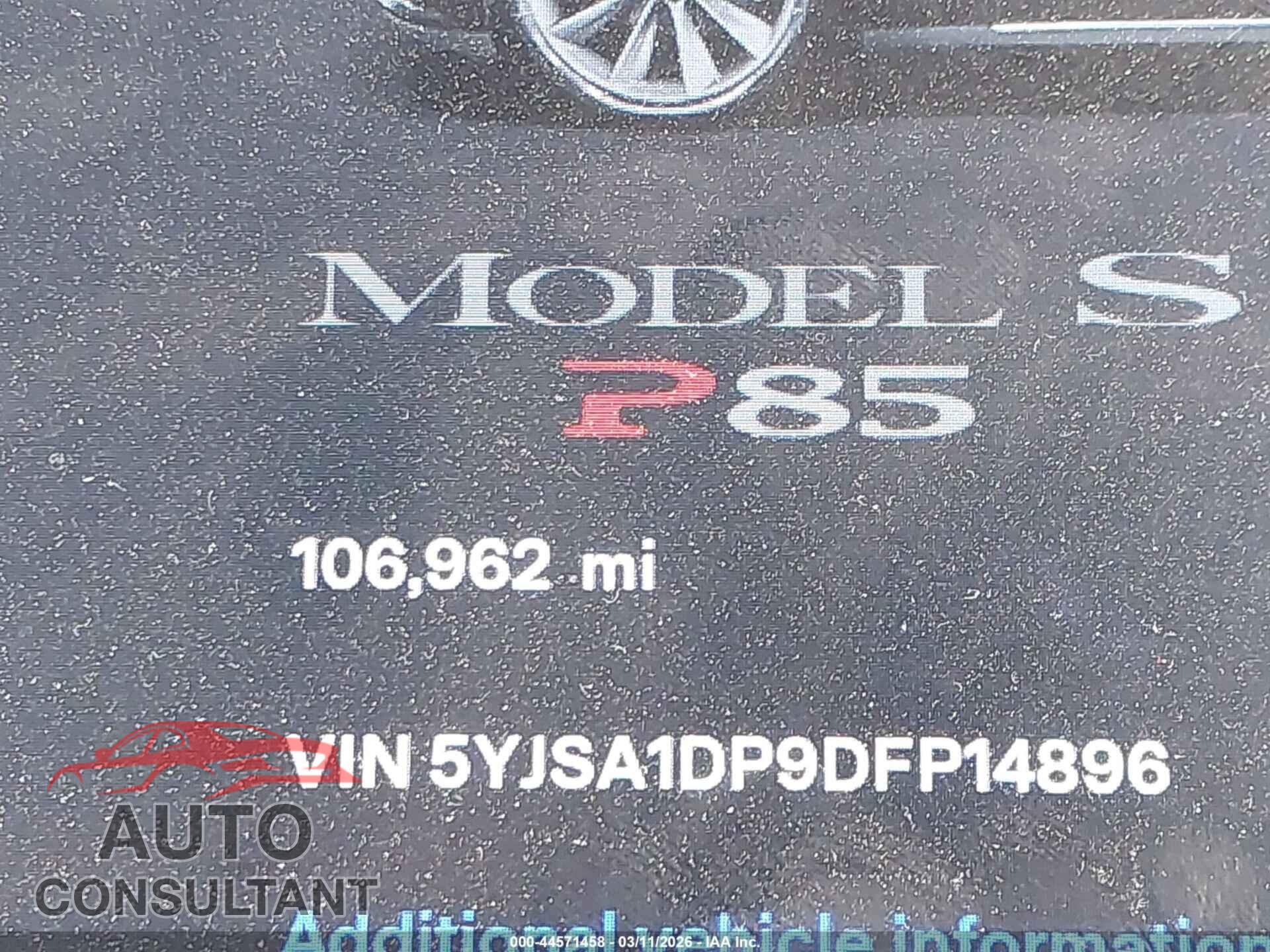 TESLA MODEL S 2013 - 5YJSA1DP9DFP14896