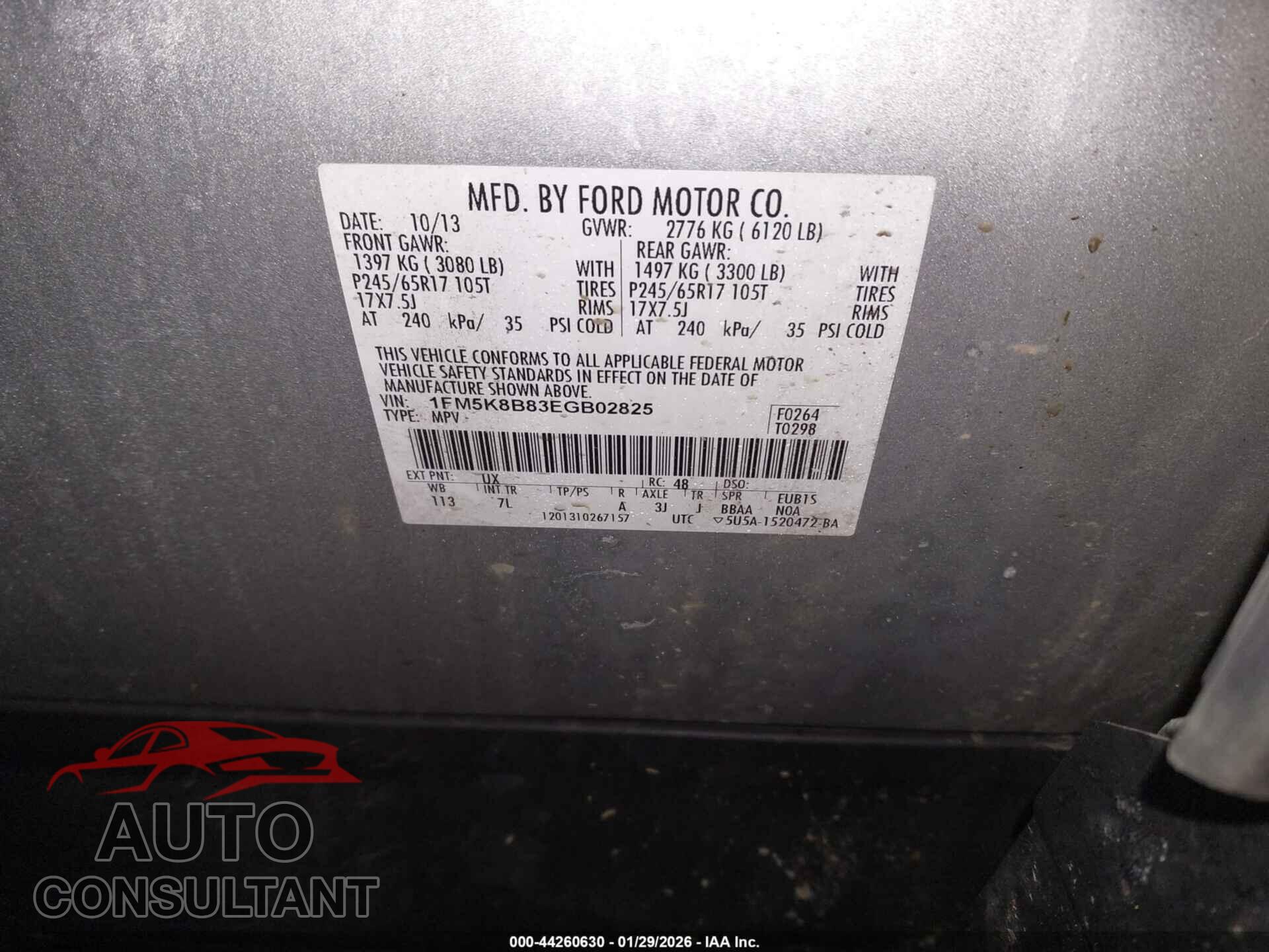 FORD EXPLORER 2014 - 1FM5K8B83EGB02825