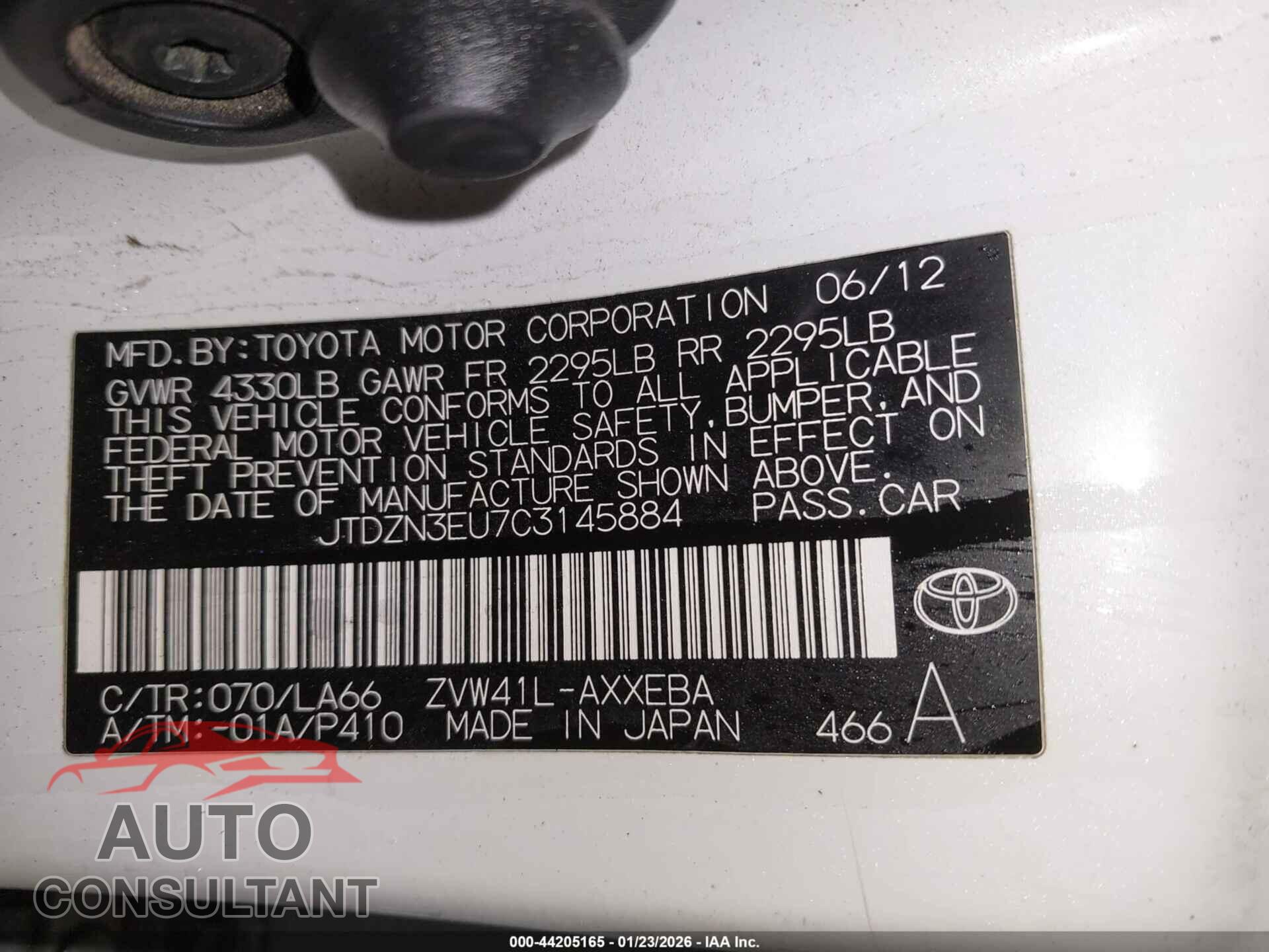 TOYOTA PRIUS V 2012 - JTDZN3EU7C3145884