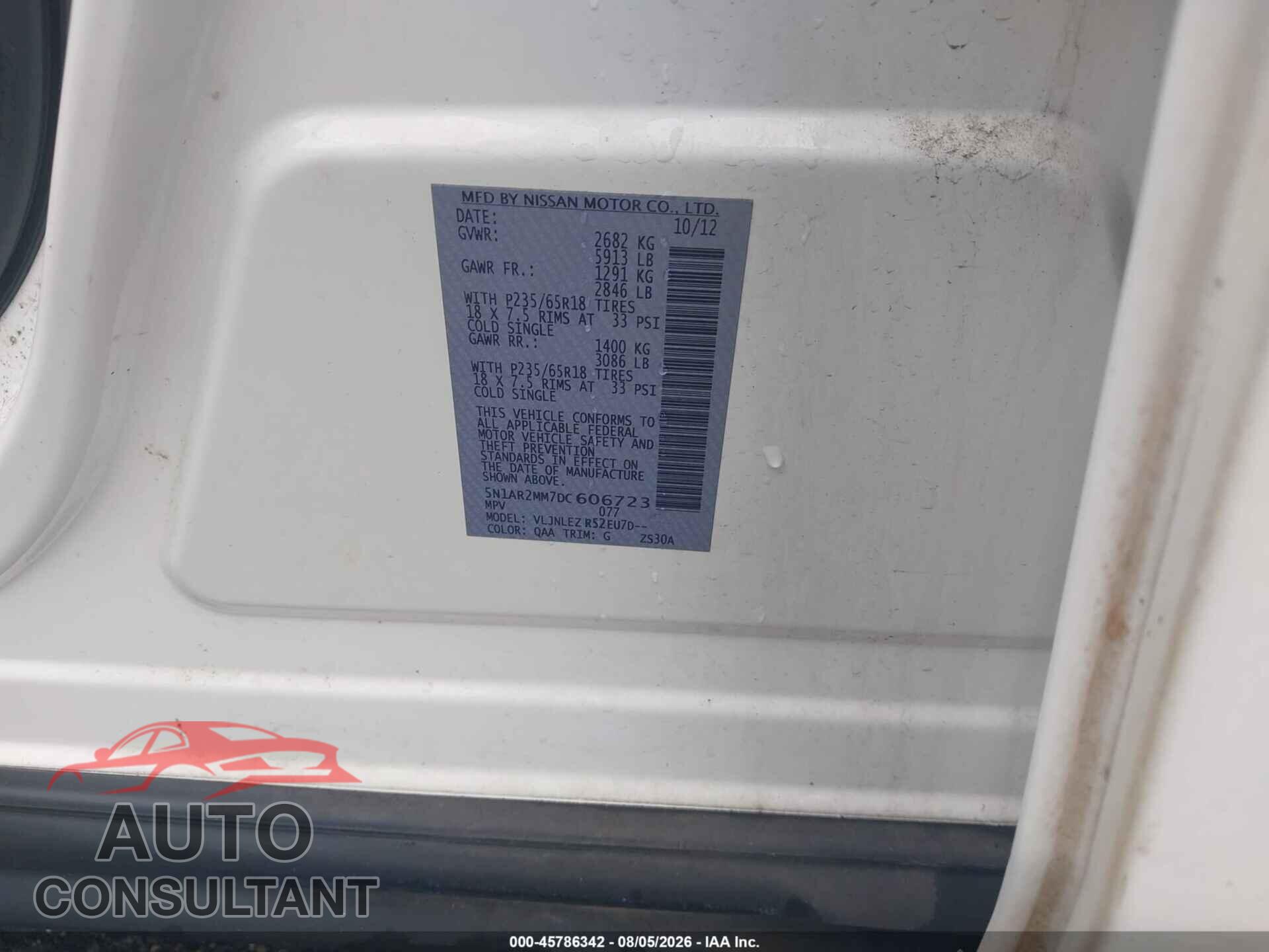 NISSAN PATHFINDER 2013 - 5N1AR2MM7DC606723