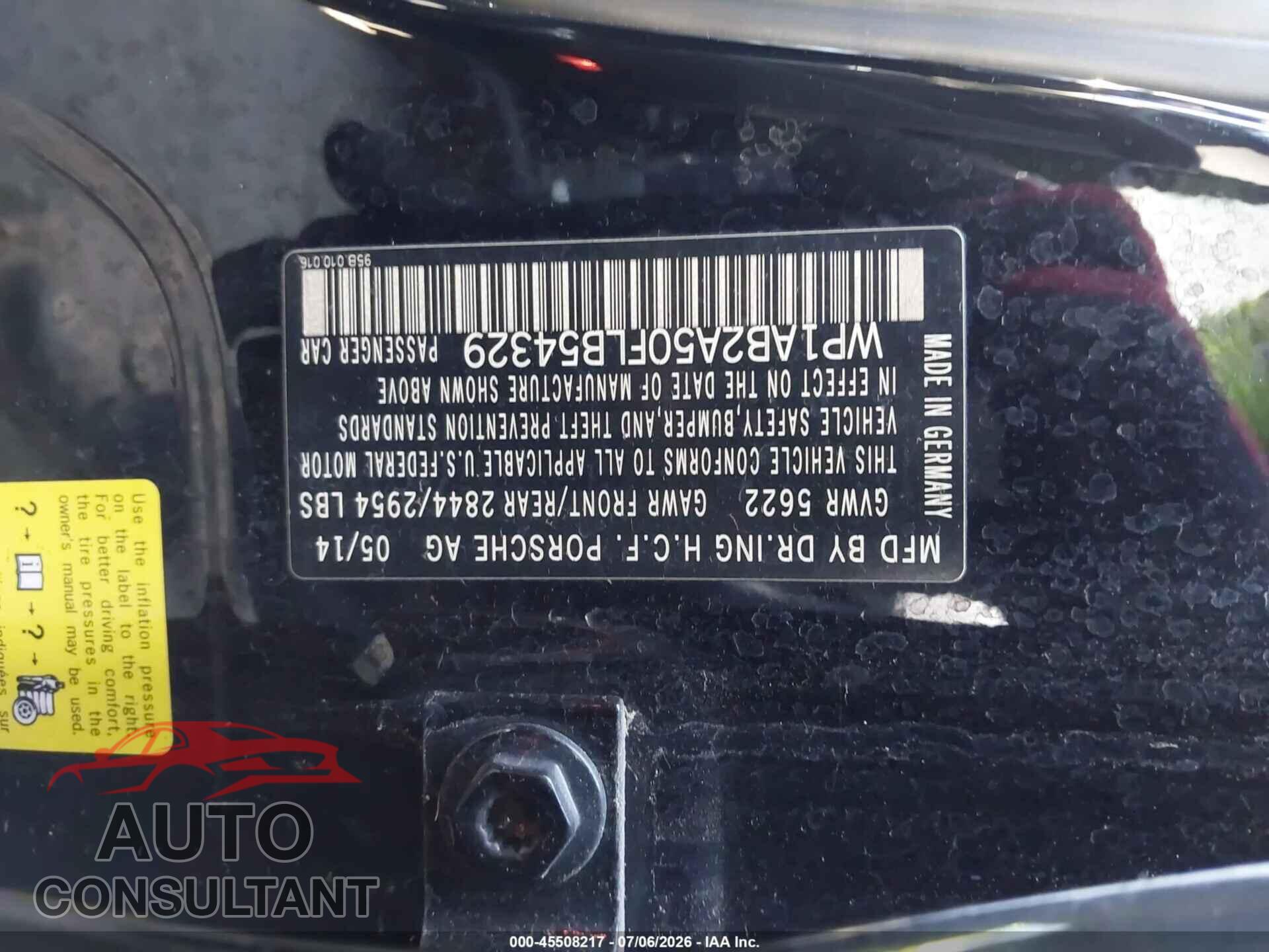 PORSCHE MACAN 2015 - WP1AB2A50FLB54329