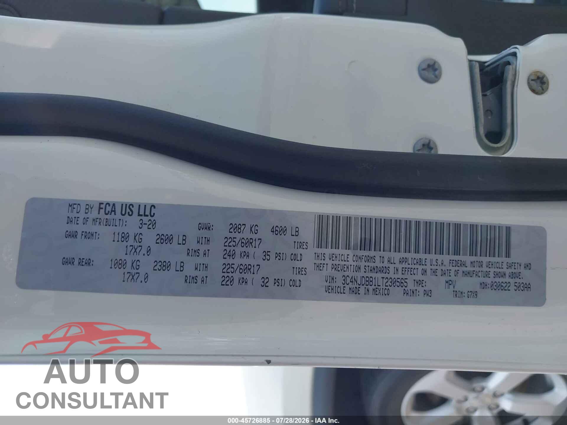 JEEP COMPASS 2020 - 3C4NJDBB1LT230565