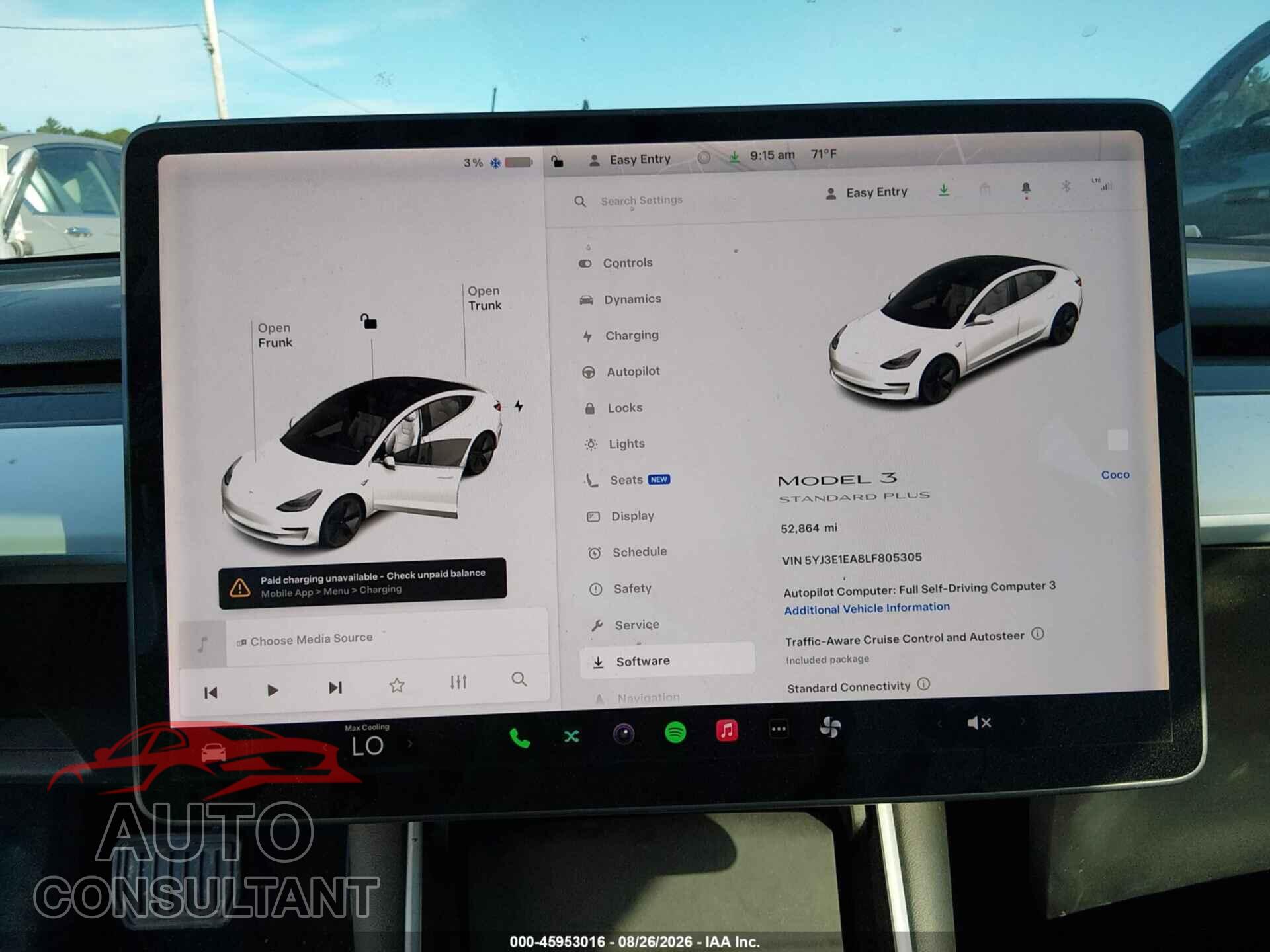 TESLA MODEL 3 2020 - 5YJ3E1EA8LF805305