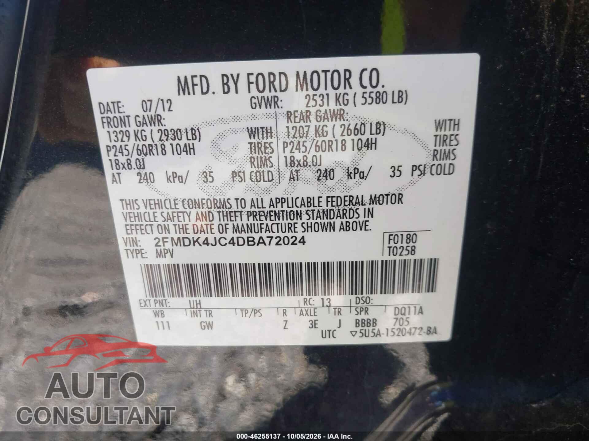 FORD EDGE 2013 - 2FMDK4JC4DBA72024