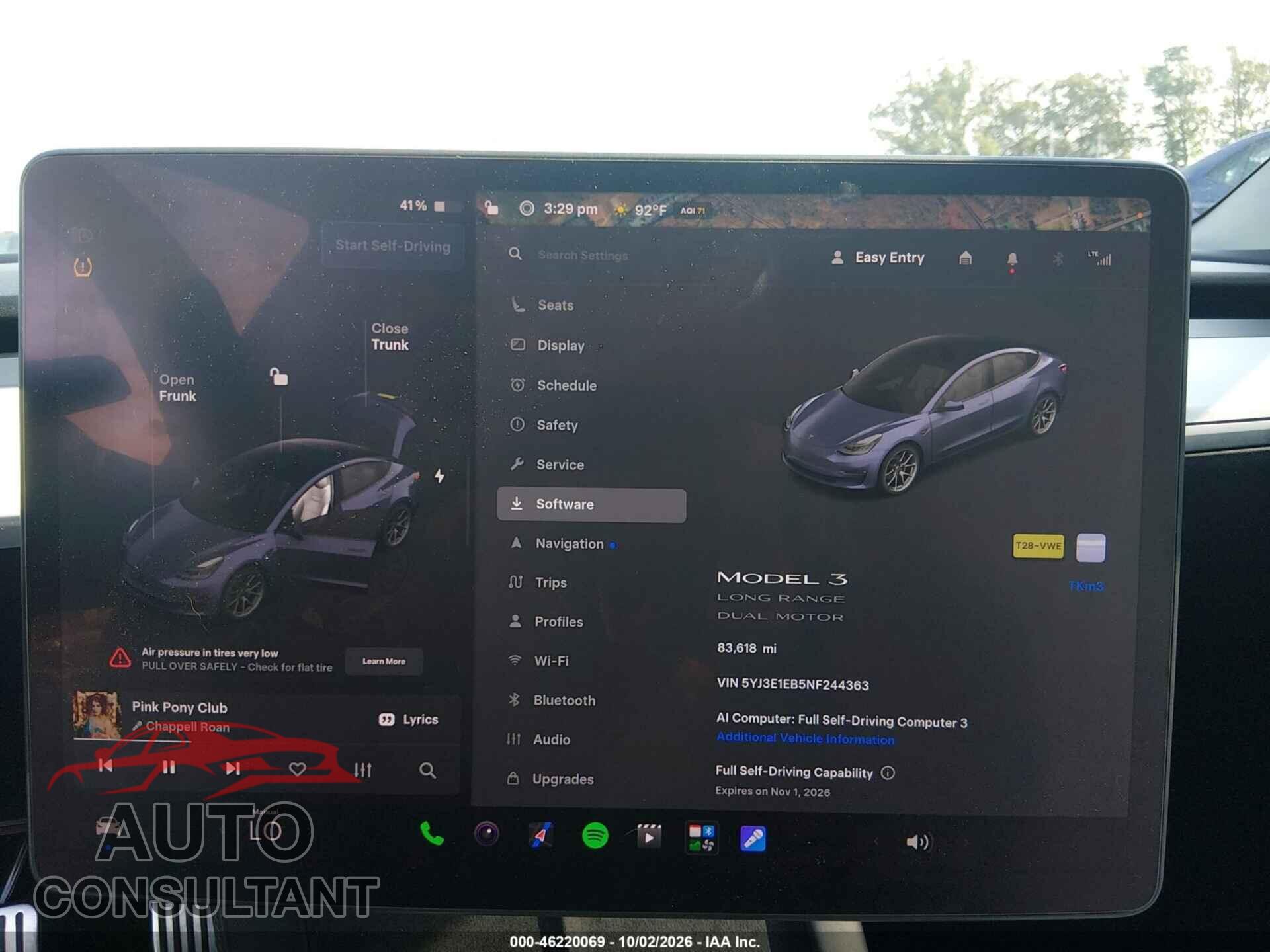 TESLA MODEL 3 2022 - 5YJ3E1EB5NF244363