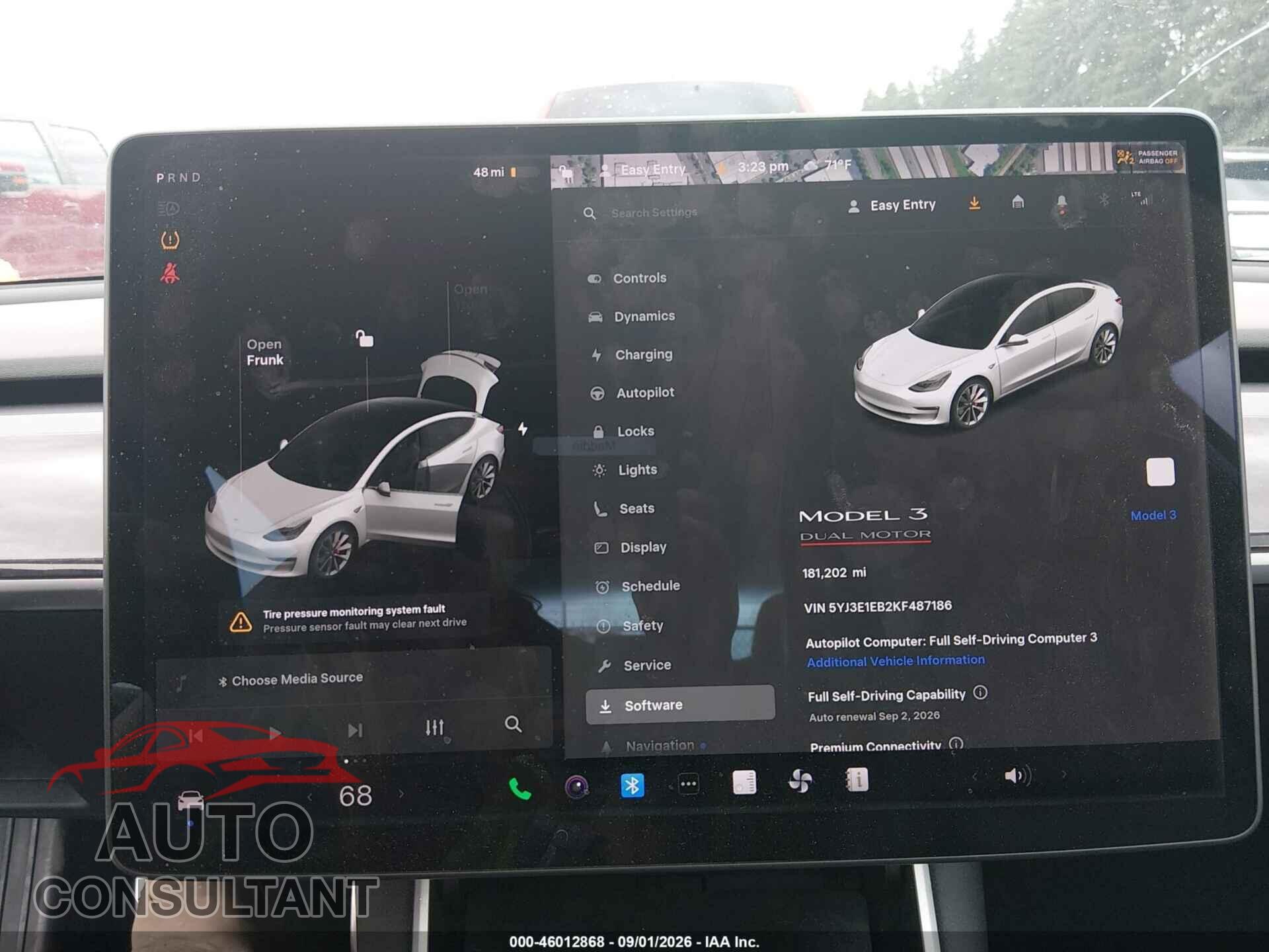 TESLA MODEL 3 2019 - 5YJ3E1EB2KF487186