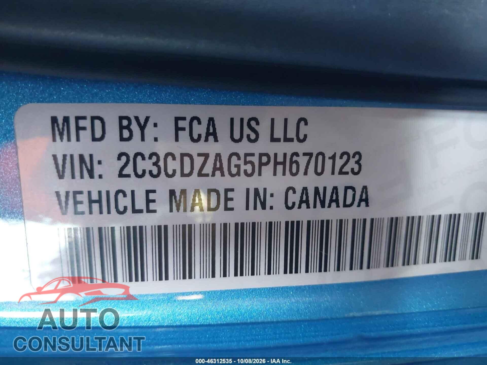 DODGE CHALLENGER 2023 - 2C3CDZAG5PH670123