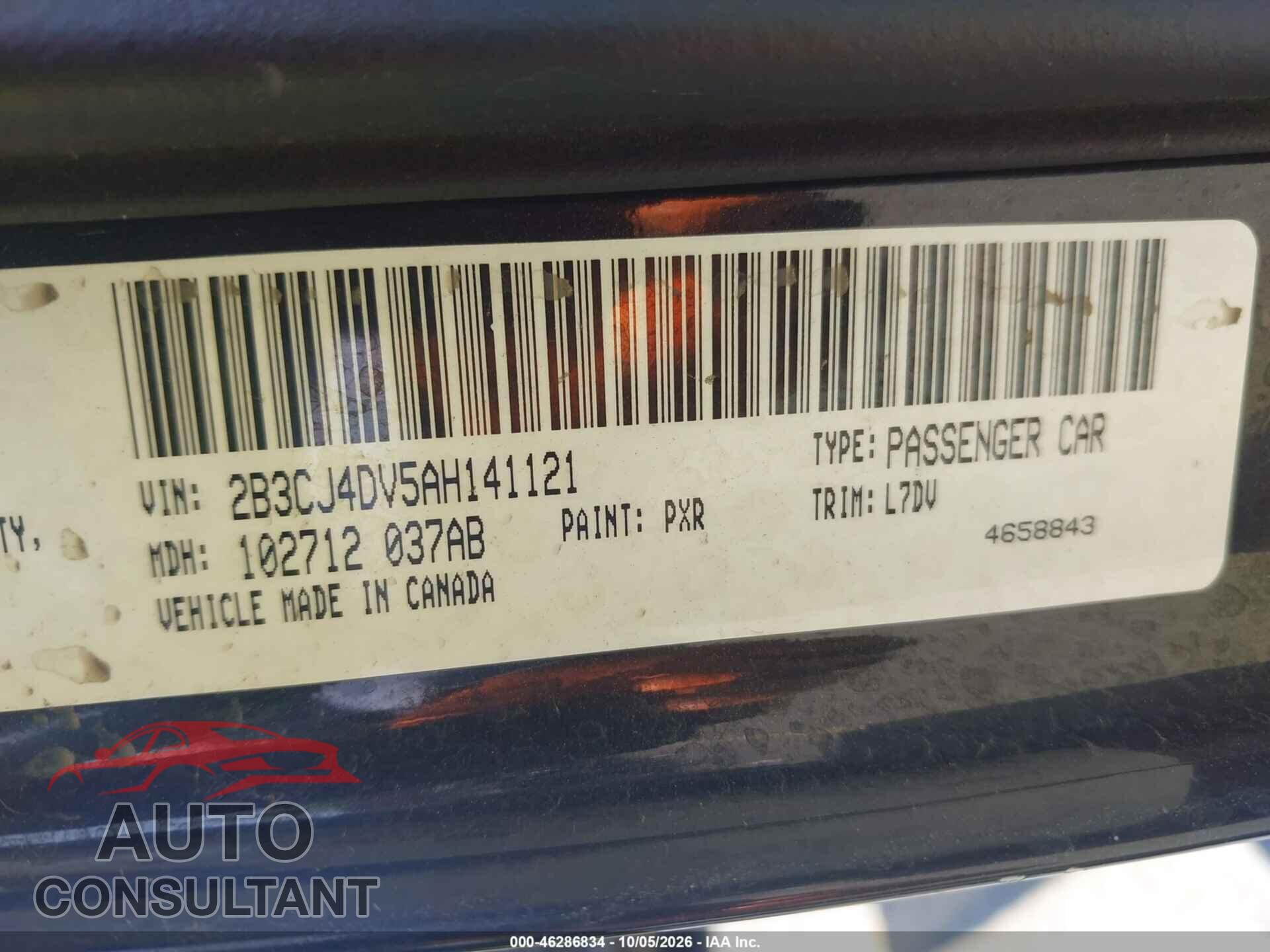 DODGE CHALLENGER 2010 - 2B3CJ4DV5AH141121