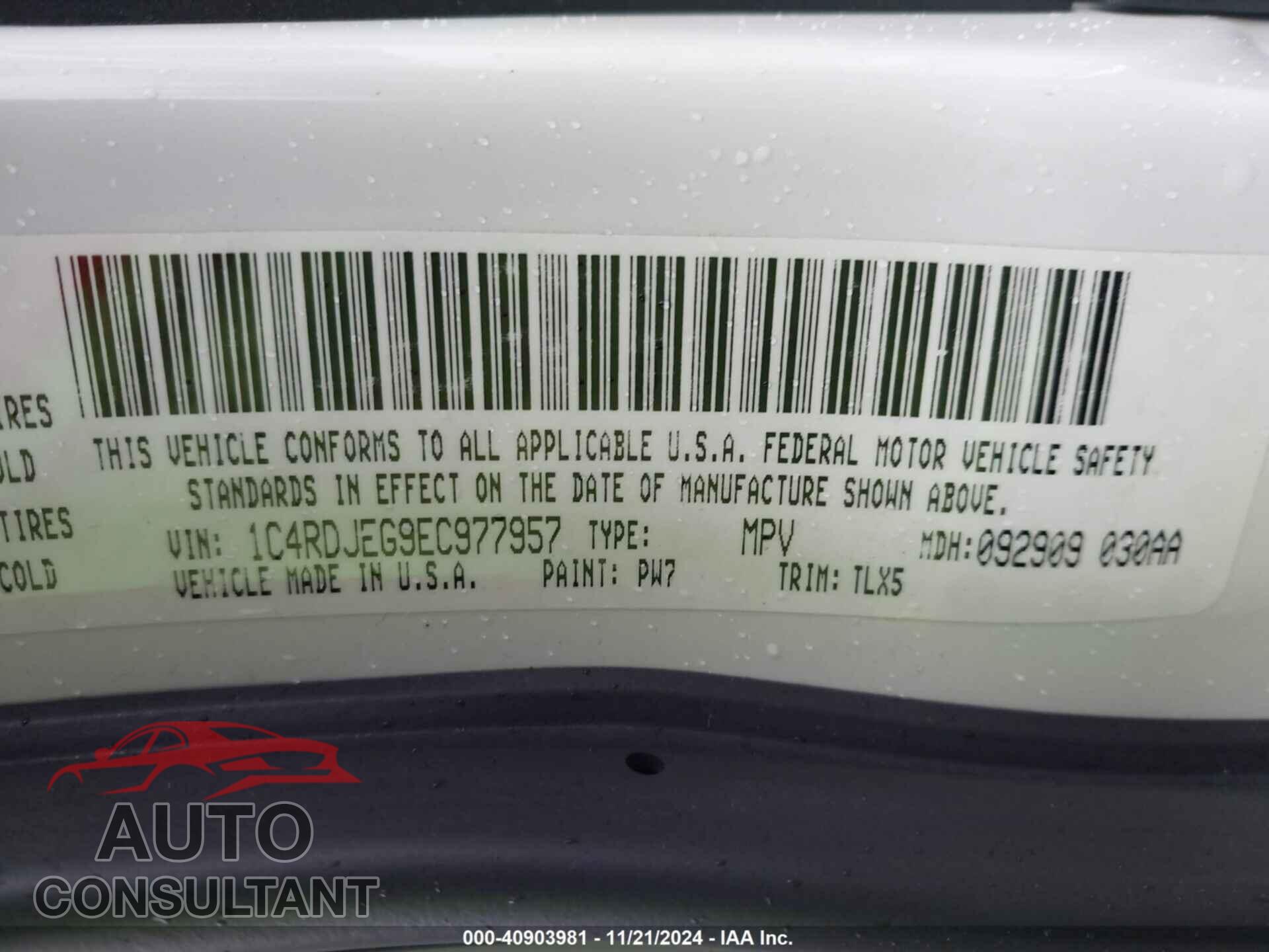 DODGE DURANGO 2014 - 1C4RDJEG9EC977957