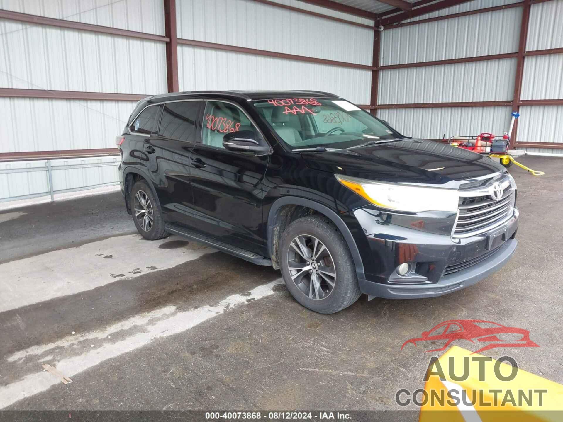 TOYOTA HIGHLANDER 2016 - 5TDJKRFH1GS268482