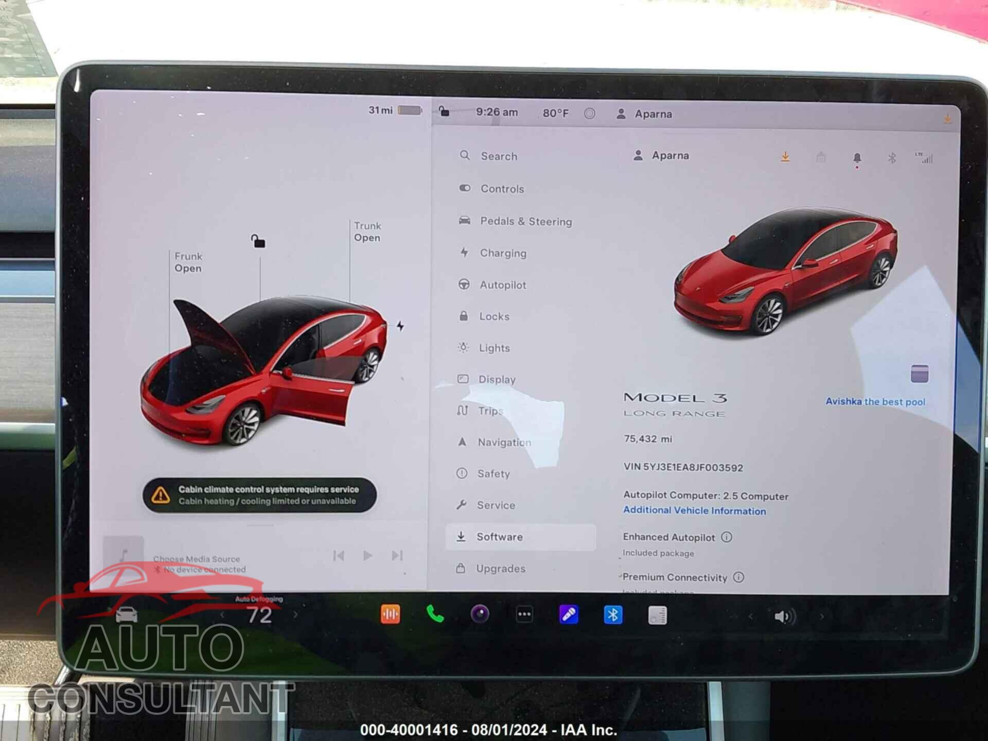 TESLA MODEL 3 2018 - 5YJ3E1EA8JF003592