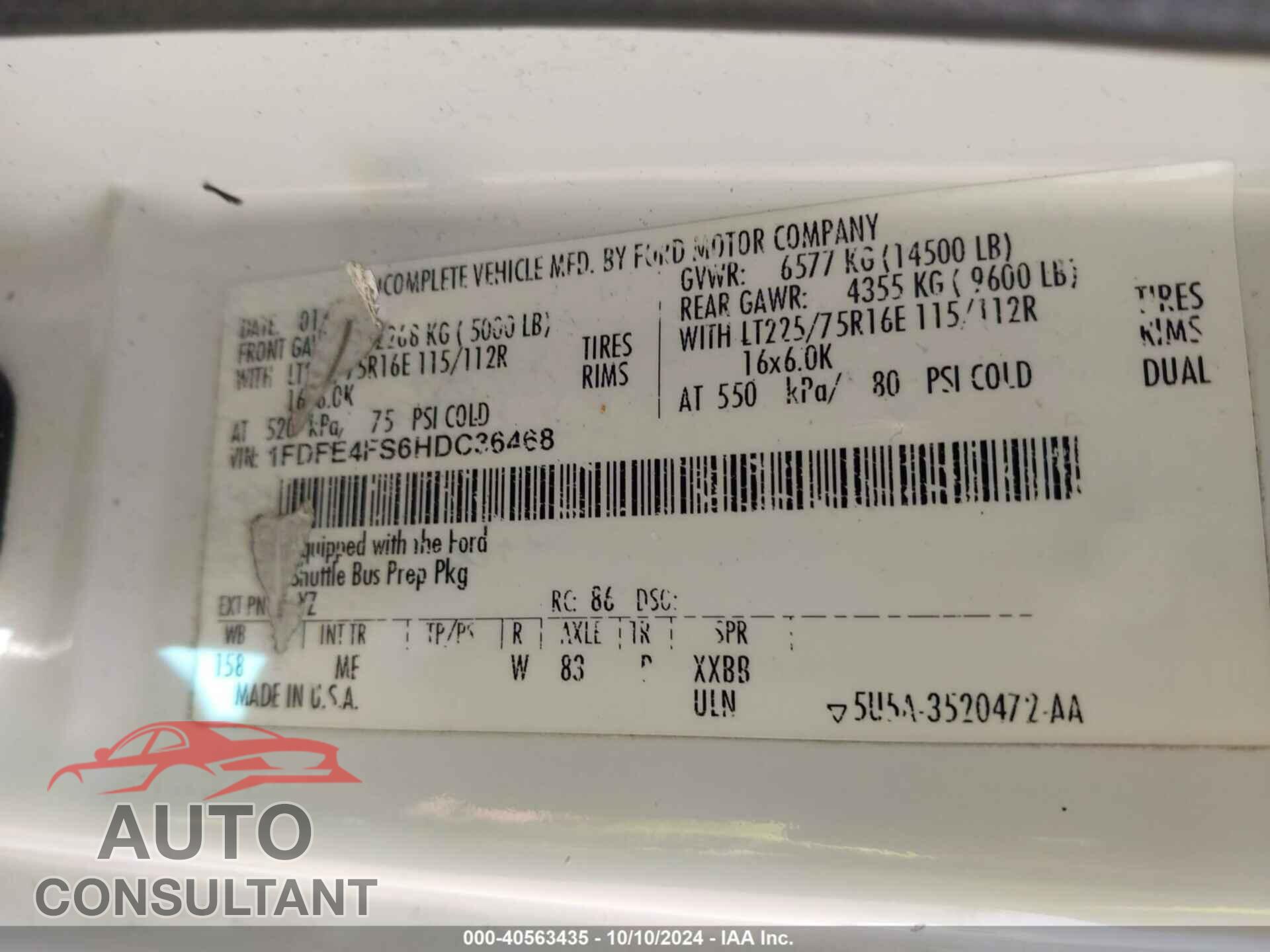 FORD ECONOLINE 2017 - 1FDFE4FS6HDC36468