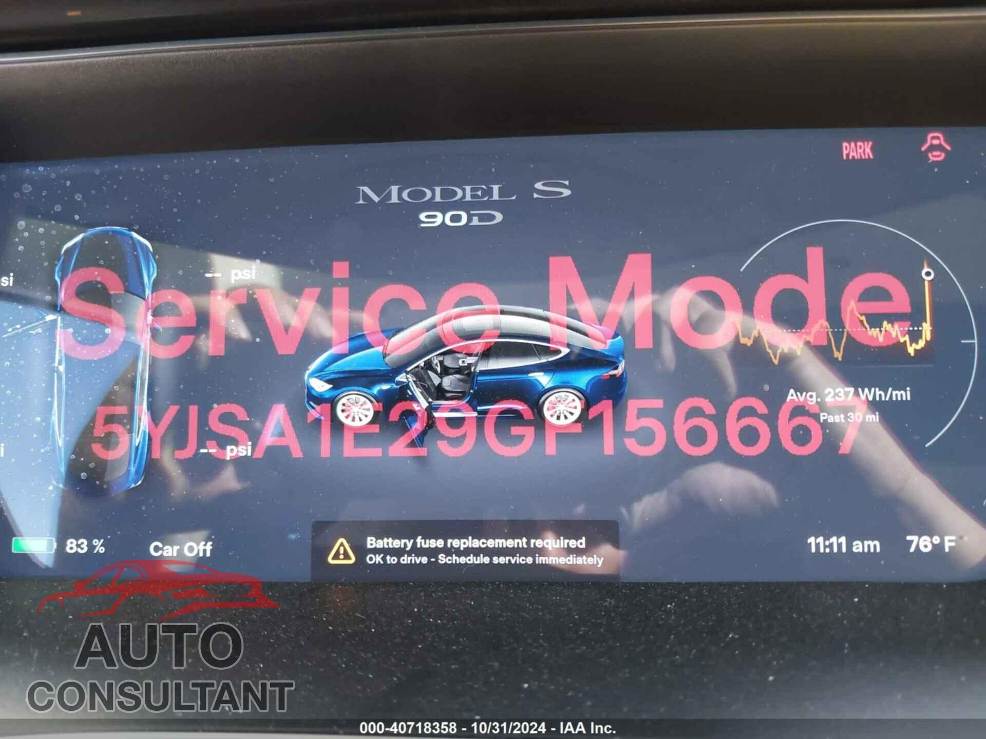 TESLA MODEL S 2016 - 5YJSA1E29GF156667