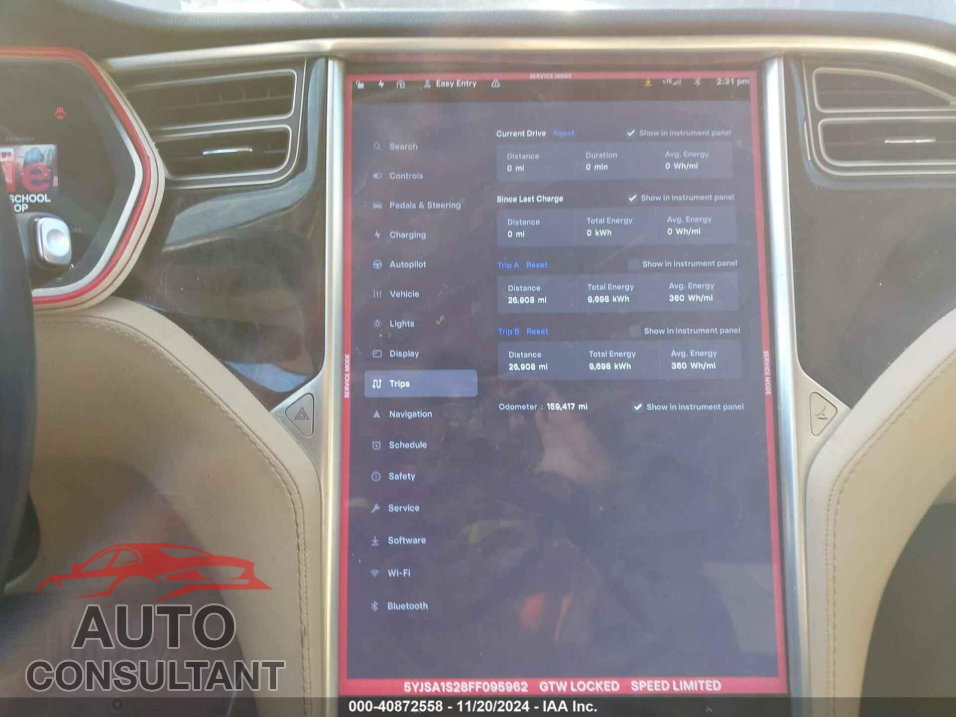 TESLA MODEL S 2015 - 5YJSA1S28FF095962