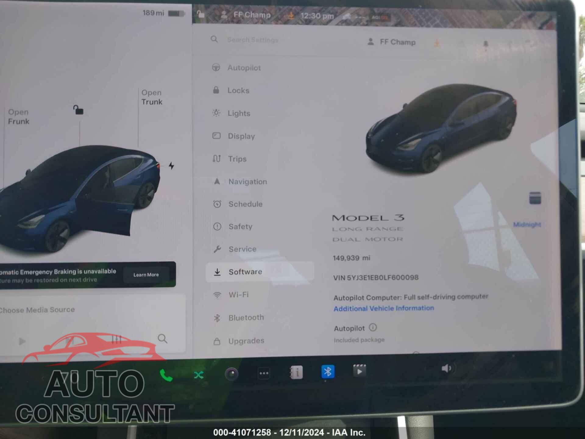 TESLA MODEL 3 2020 - 5YJ3E1EB0LF600098