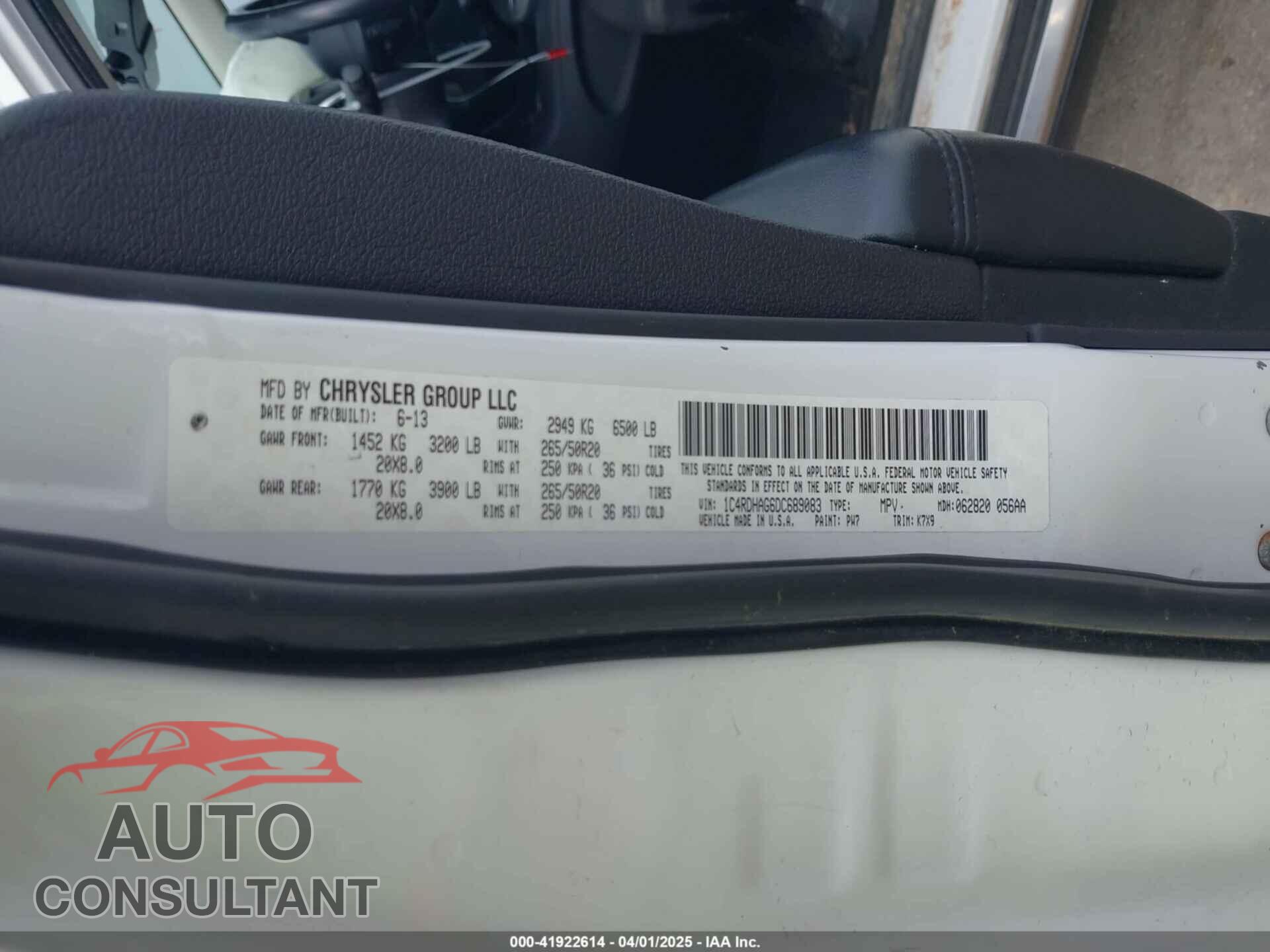 DODGE DURANGO 2013 - 1C4RDHAG6DC689083