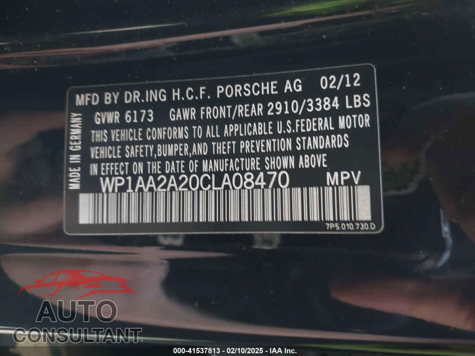 PORSCHE CAYENNE 2012 - WP1AA2A20CLA08470
