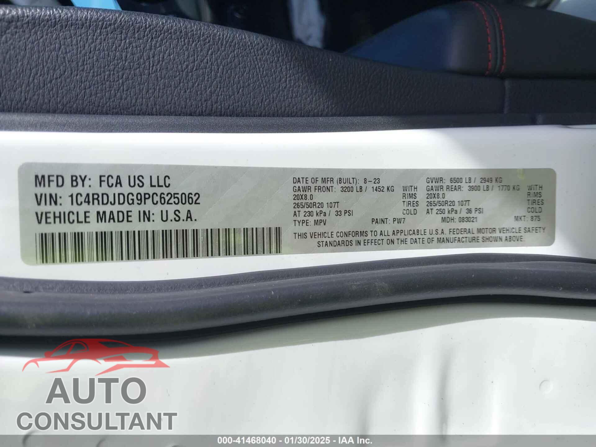 DODGE DURANGO 2023 - 1C4RDJDG9PC625062