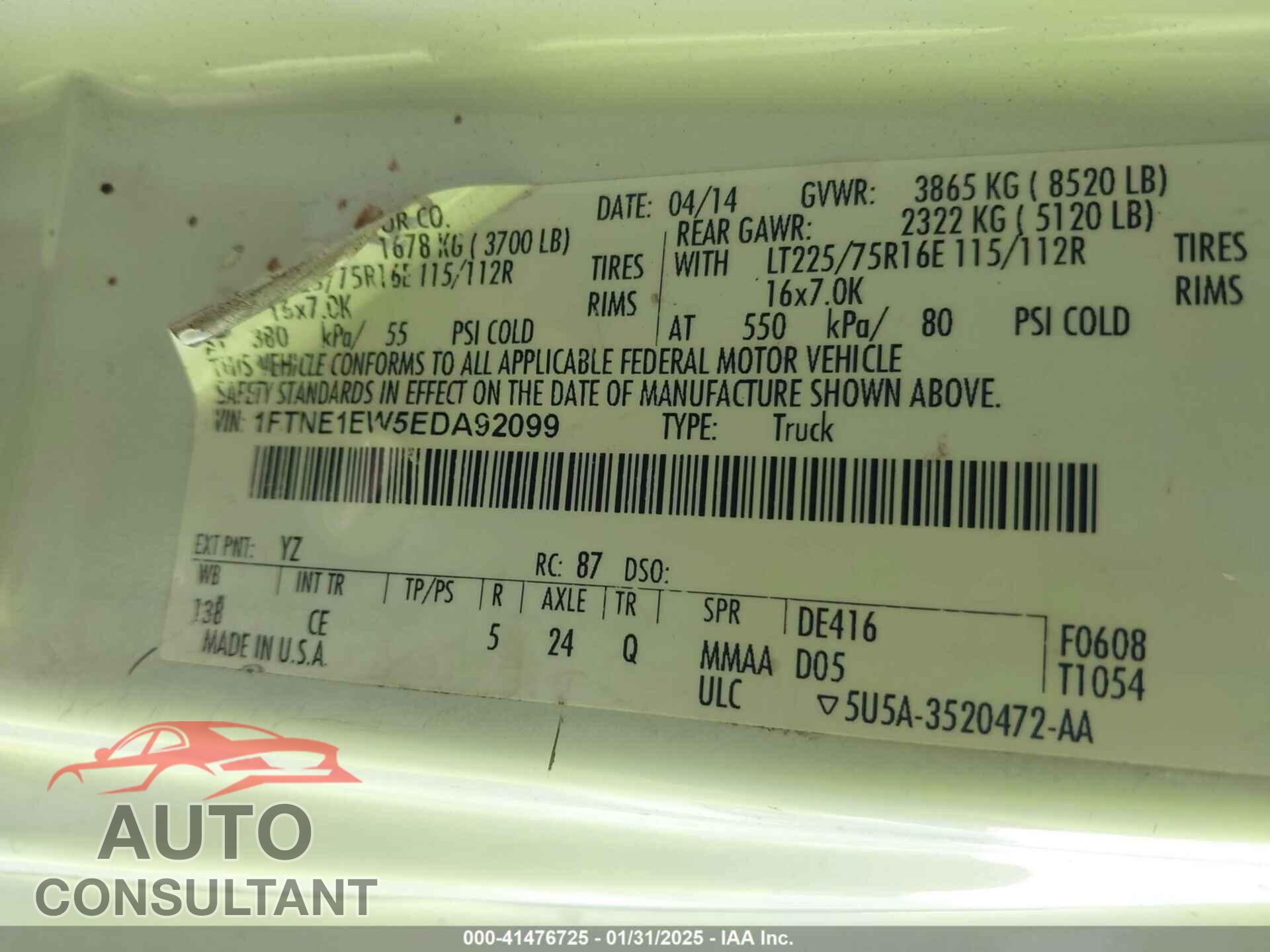 FORD E-150 2014 - 1FTNE1EW5EDA92099