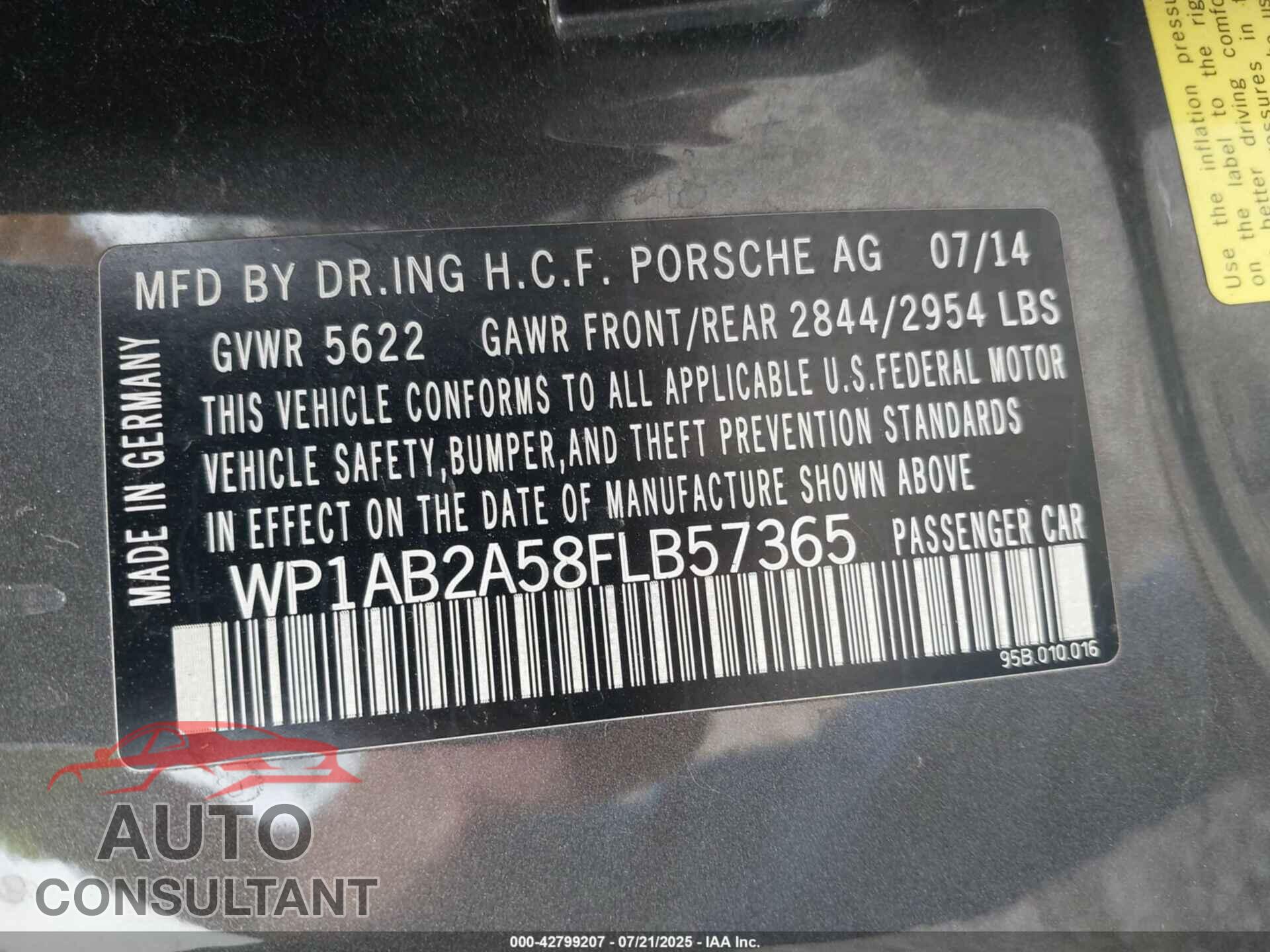 PORSCHE MACAN 2015 - WP1AB2A58FLB57365