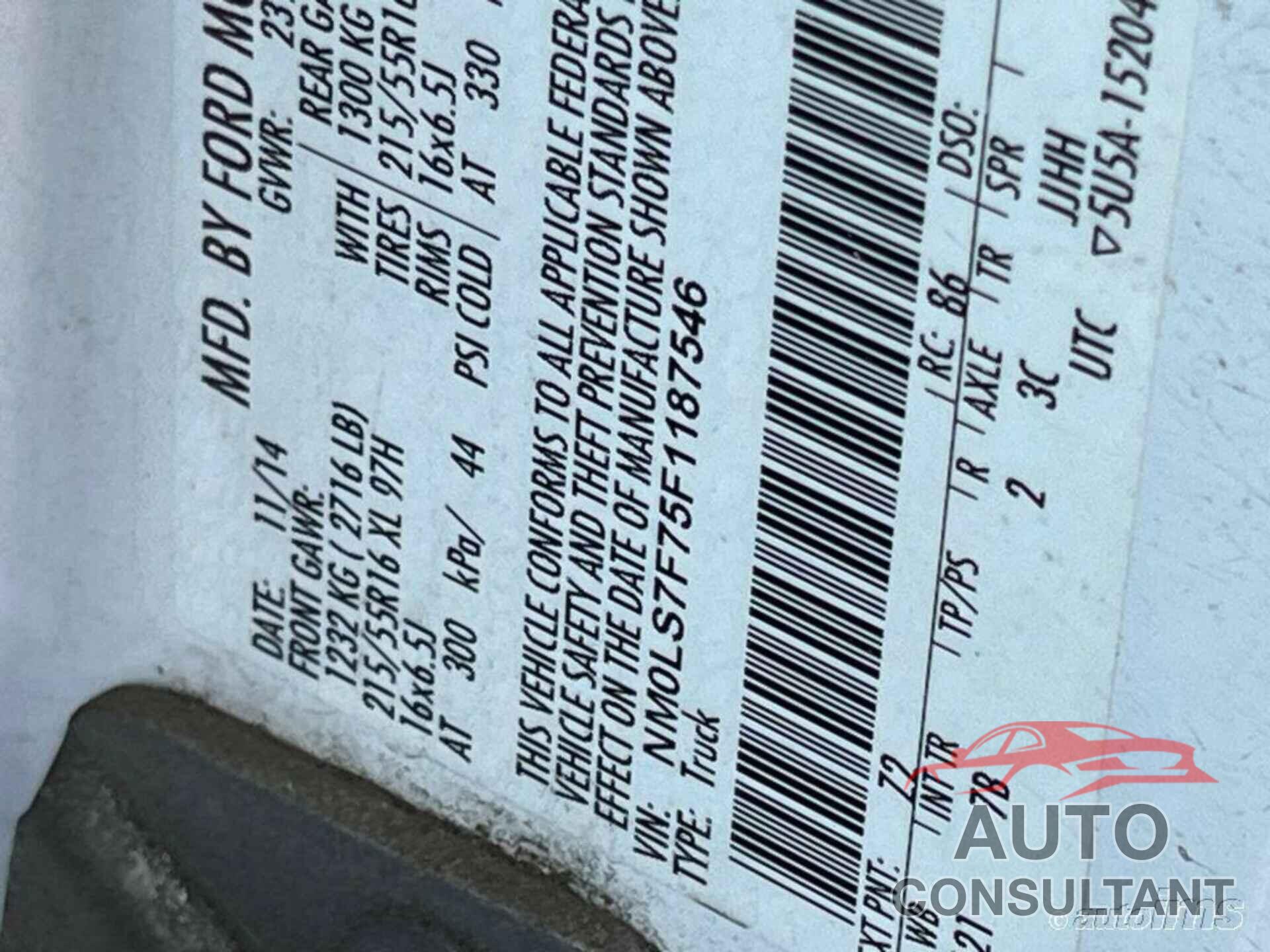 FORD TRANSIT CONNECT 2015 - NM0LS7F75F1187546