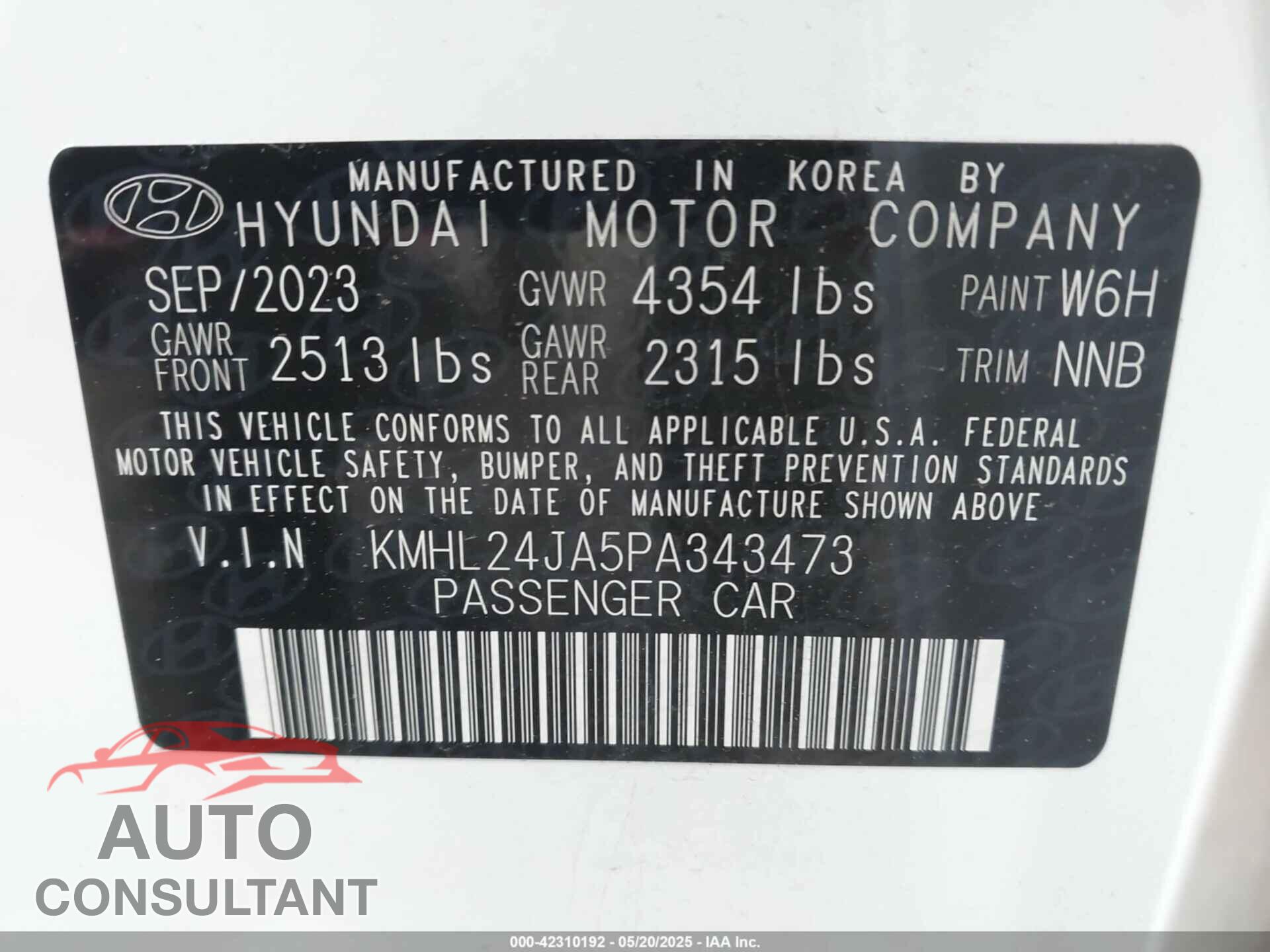 HYUNDAI SONATA 2023 - KMHL24JA5PA343473