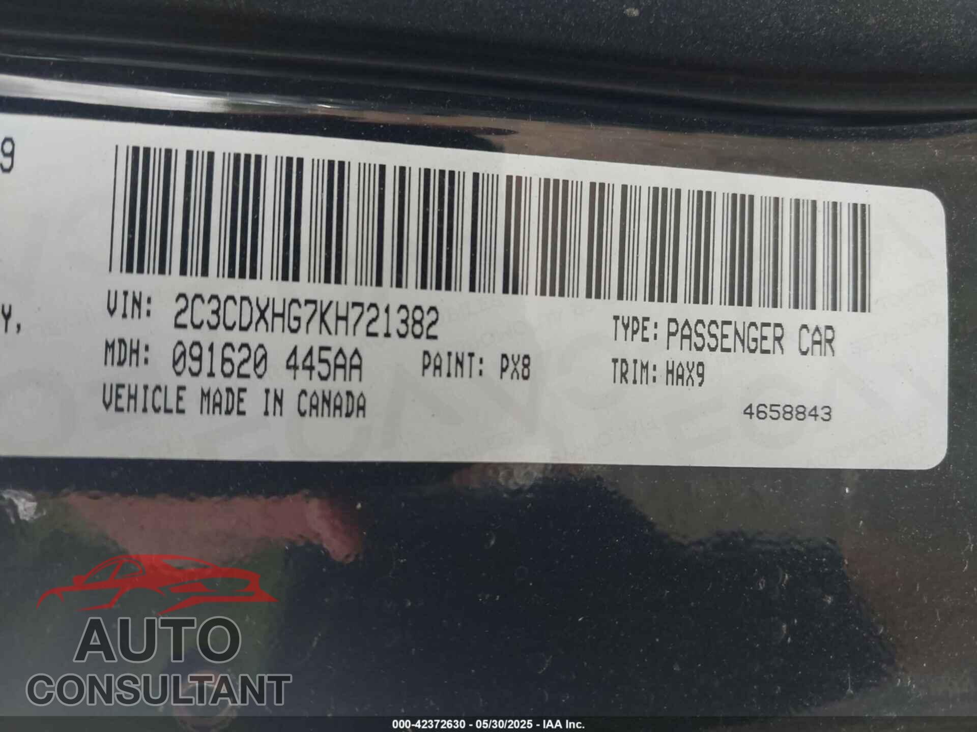 DODGE CHARGER 2019 - 2C3CDXHG7KH721382